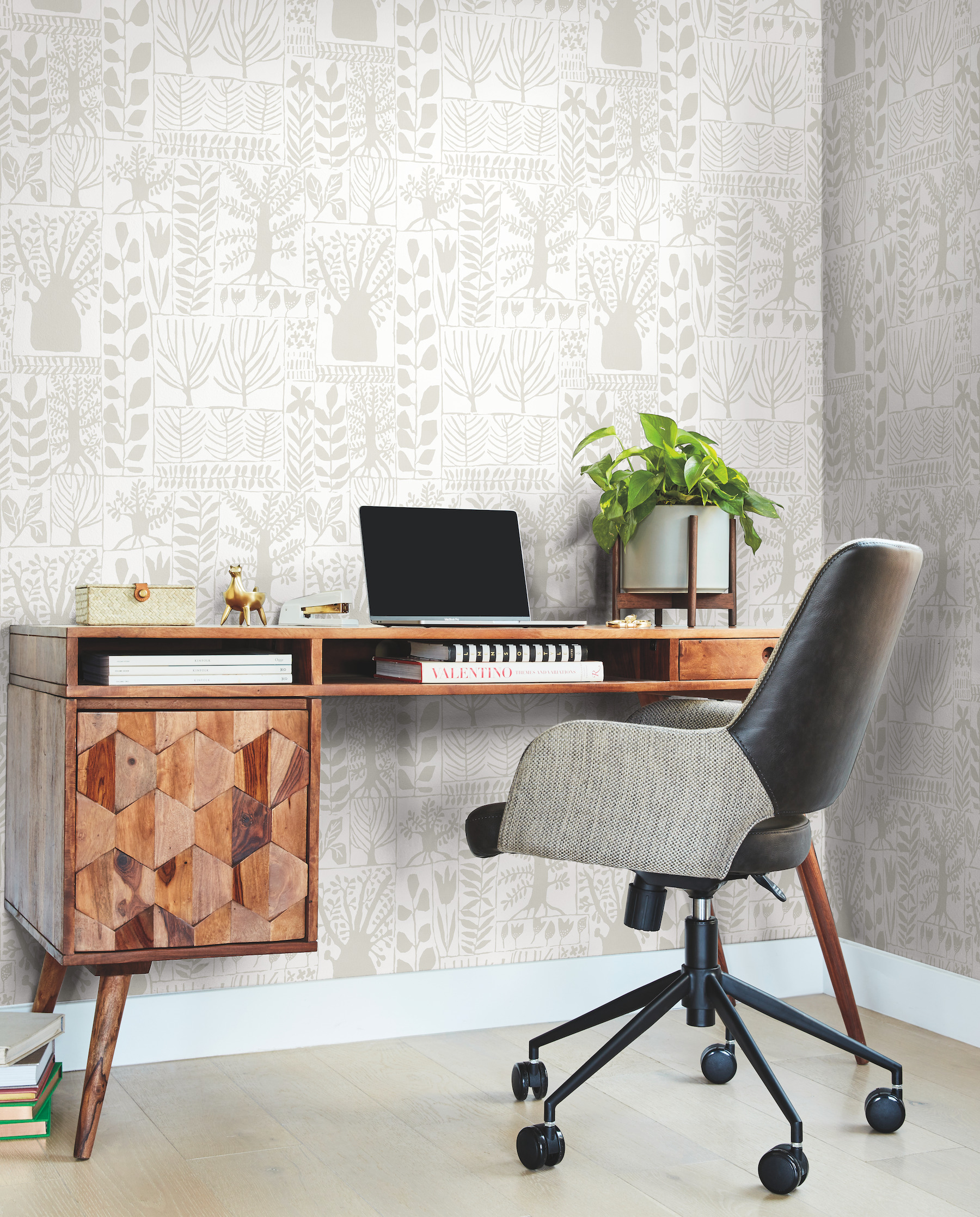 Primitive Trees White & Cream Wallpaper