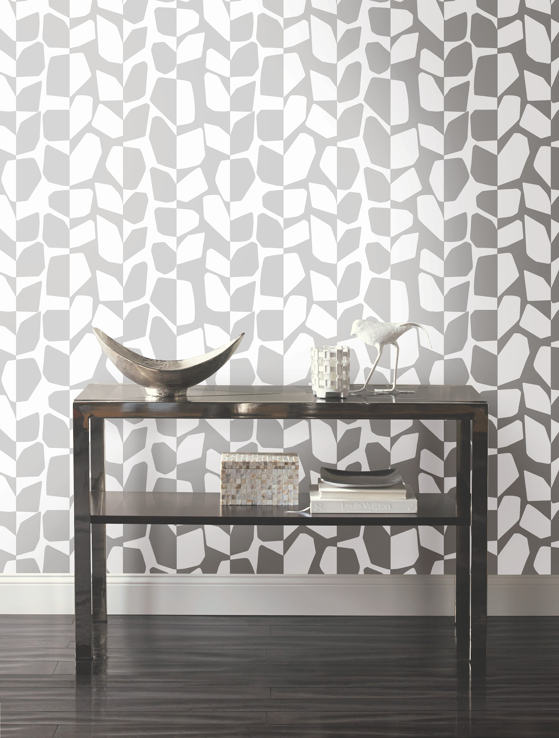 Primitive Vines Silver Metallic Wallpaper