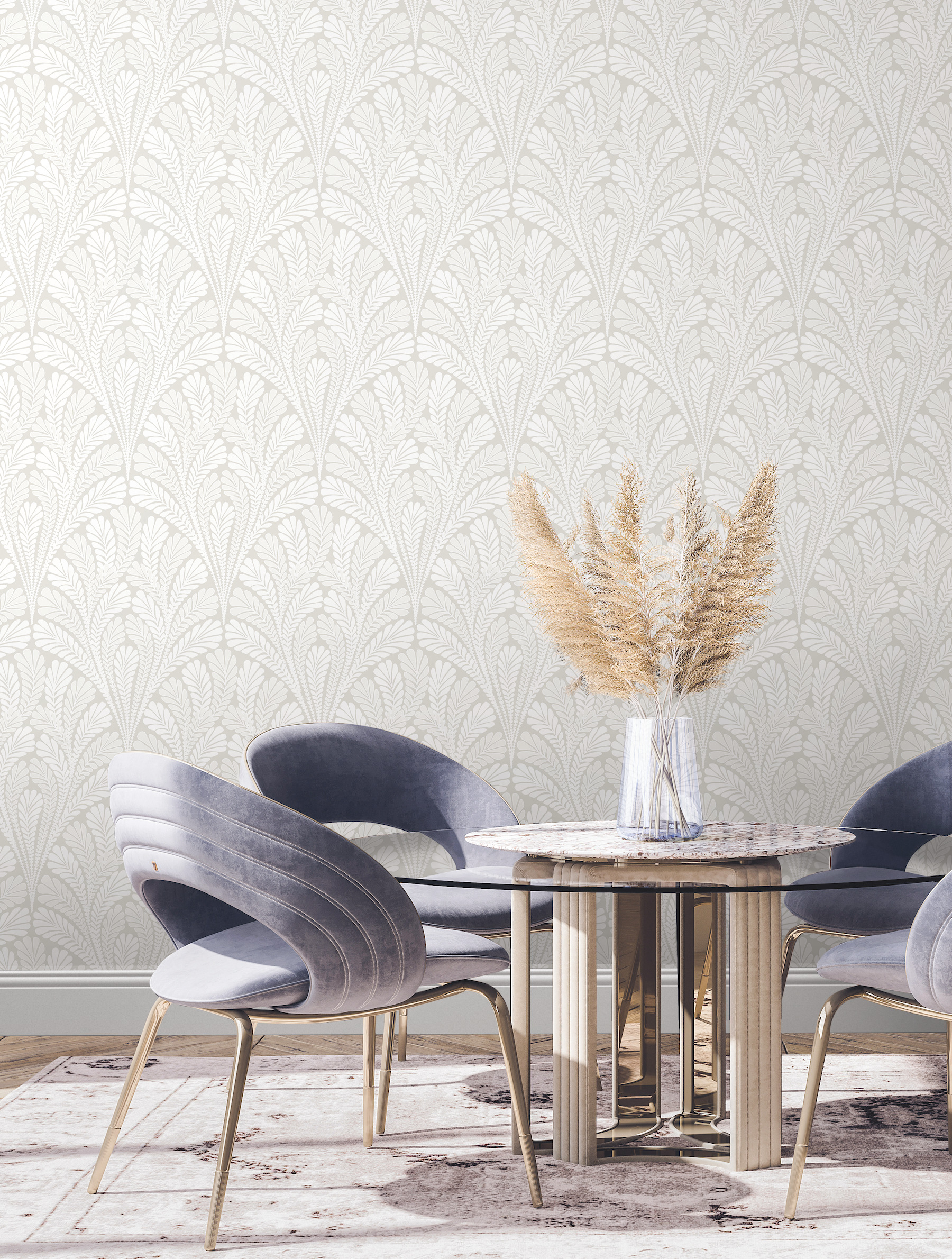 Shell Damask Neutral & Pearl Wallpaper