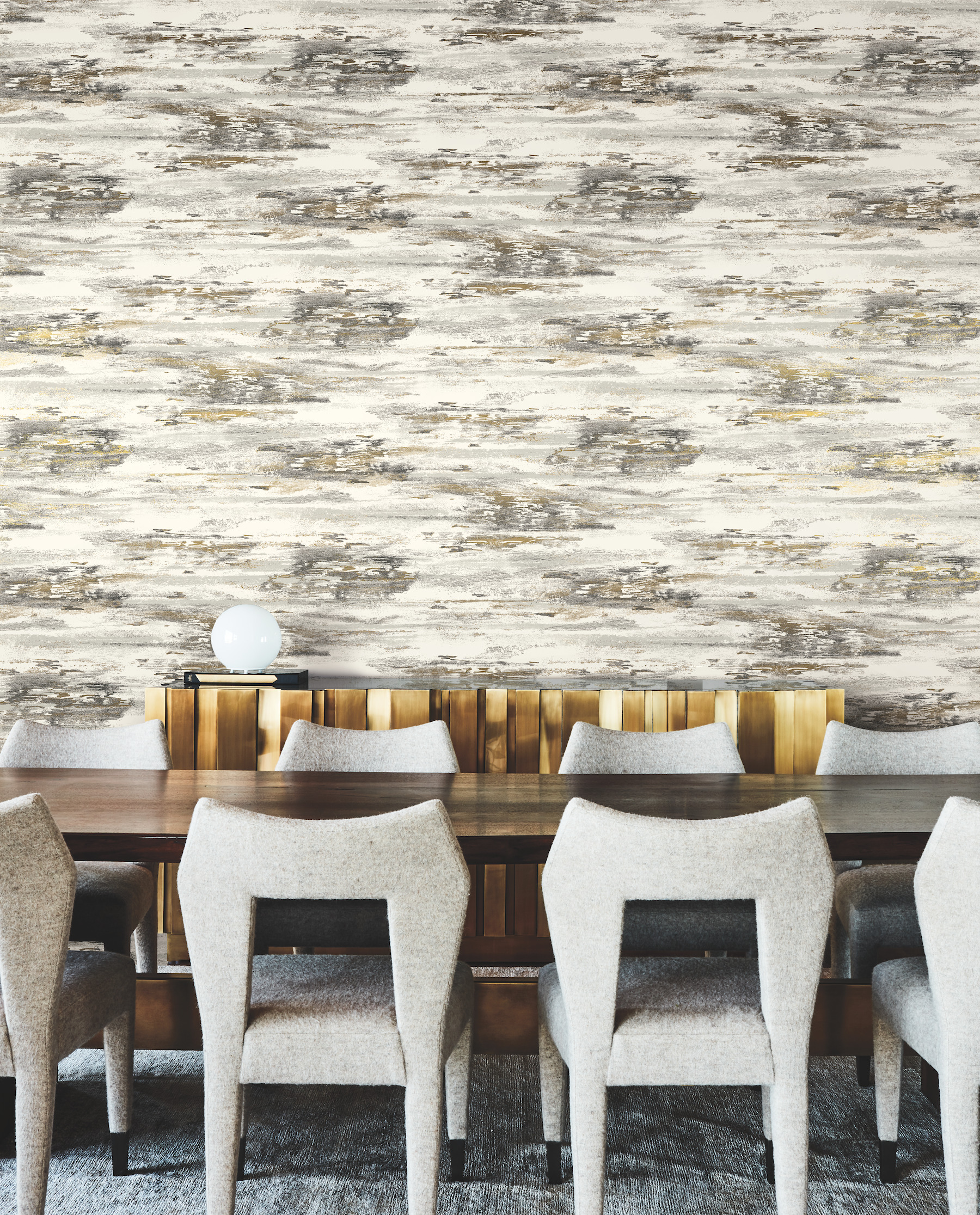 Birch Bark Texture Black & Gold Wallpaper