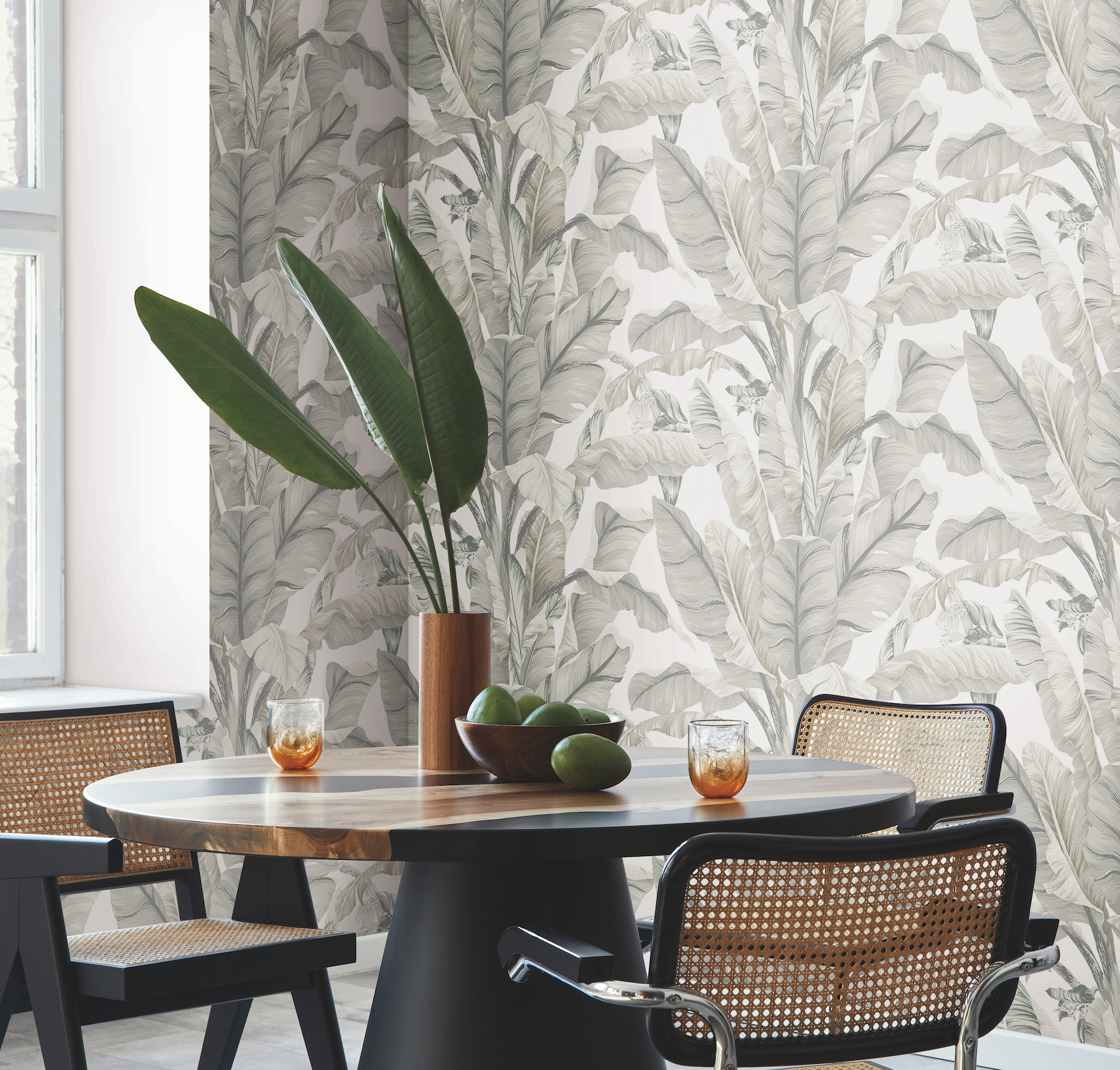Banana Leaf White & Cream Wallpaper