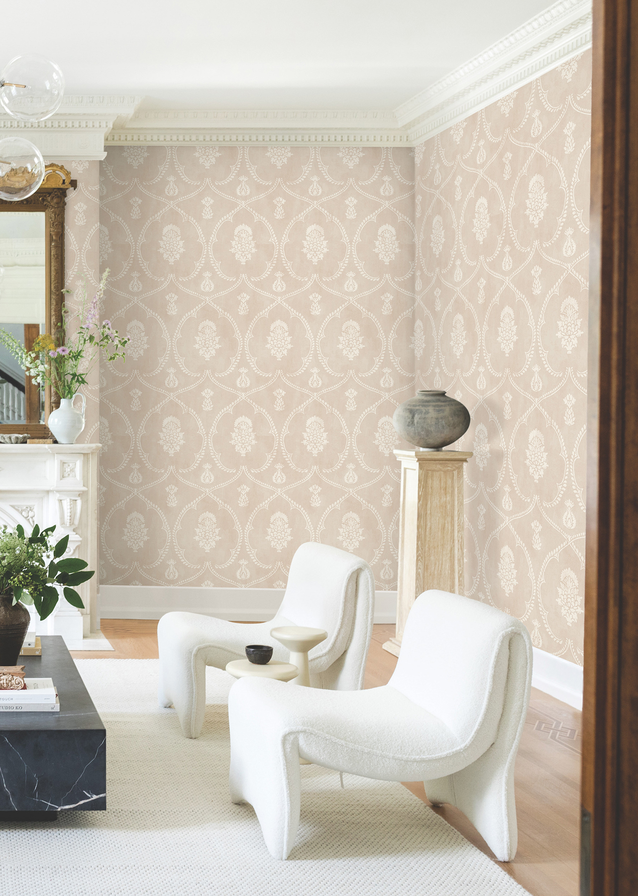 Royal Damask Blush Wallpaper