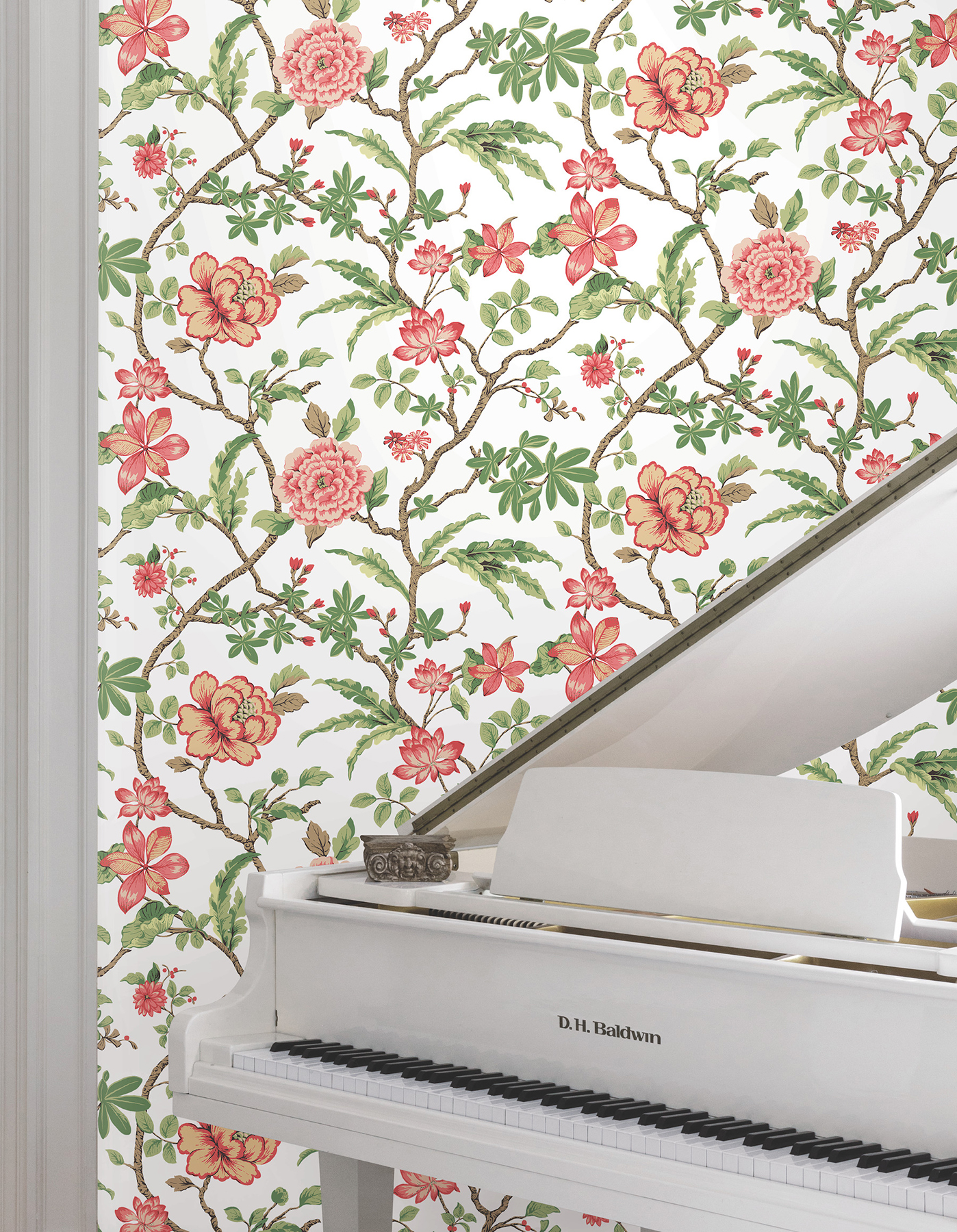 Courtyard Botanical Rose Wallpaper