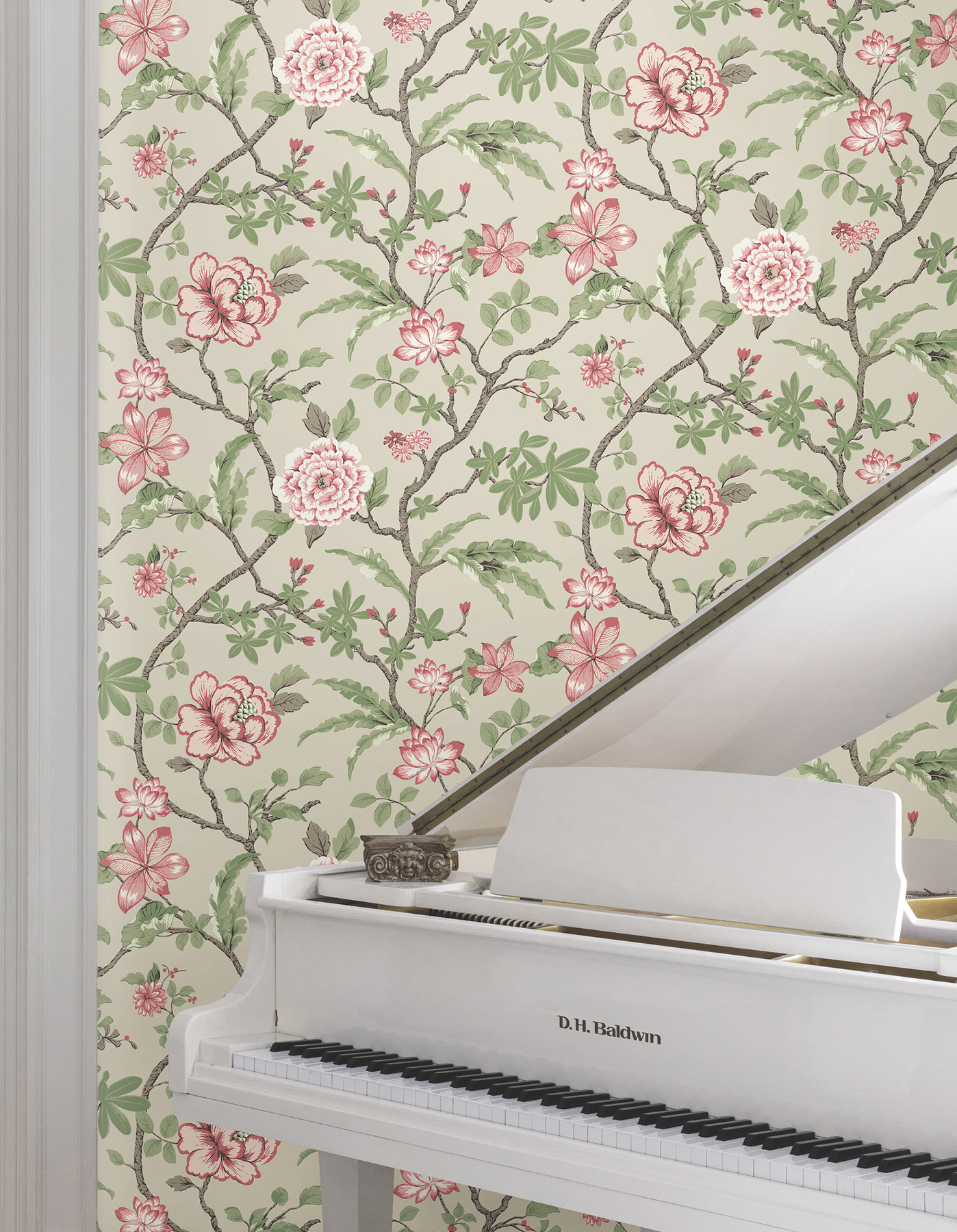 Courtyard Botanical Pink Wallpaper