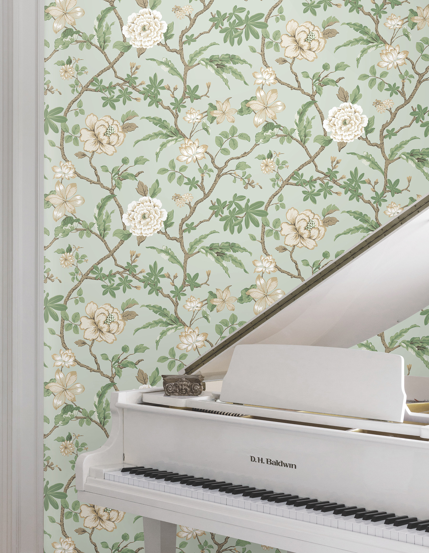 Courtyard Botanical Pale Blue Wallpaper