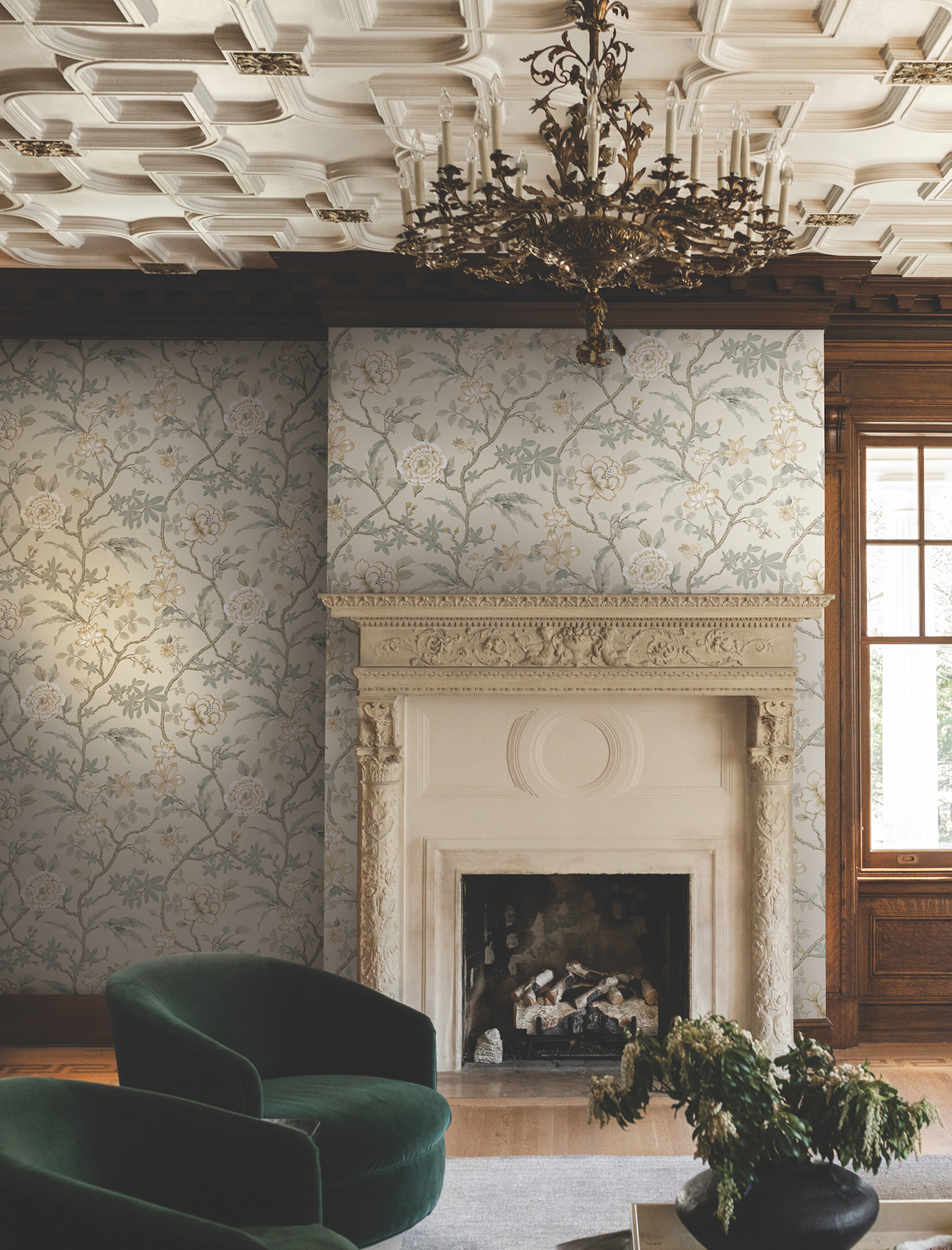 Courtyard Botanical Neutral Wallpaper