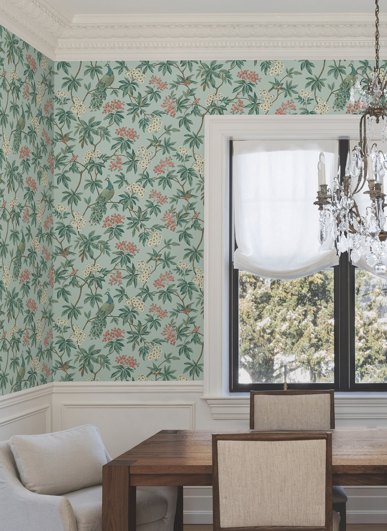 Peacock Estate Blue Wallpaper