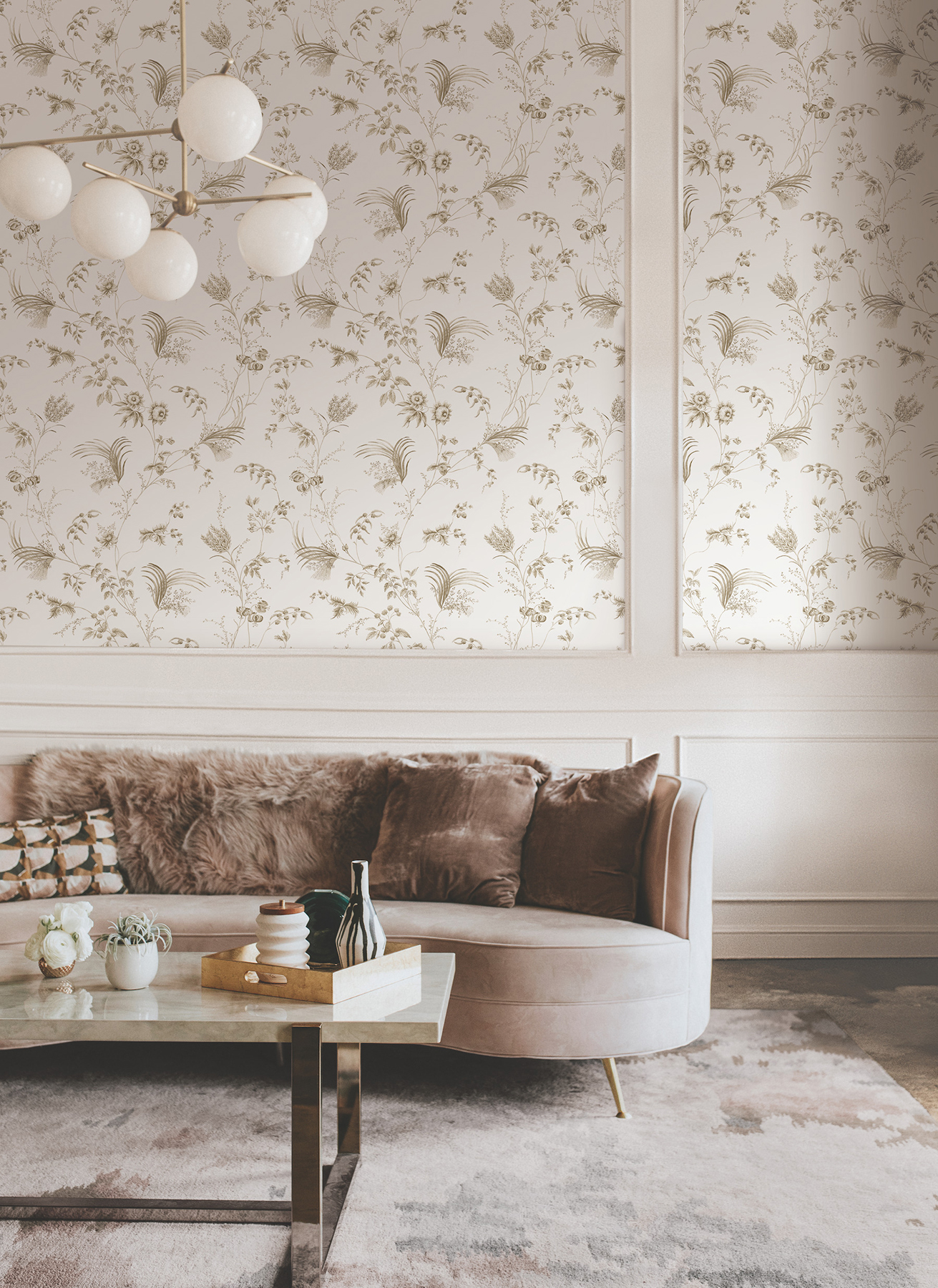 Floral Lace Taupe Wallpaper