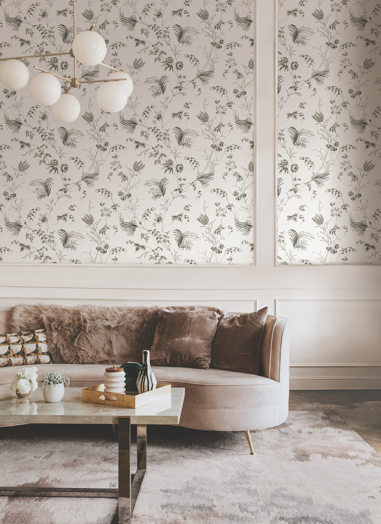 Floral Lace Black Wallpaper