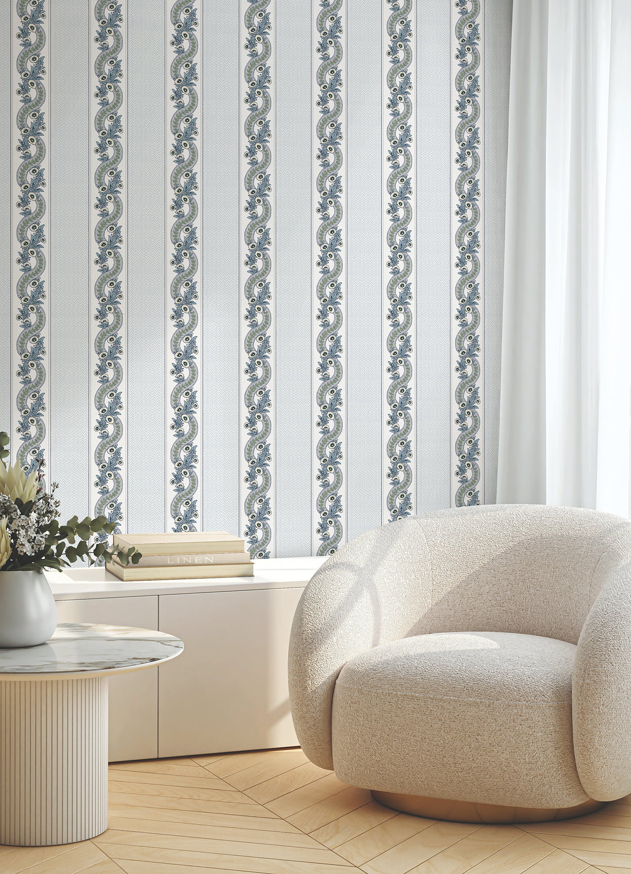 Abbey's Garland Aqua Wallpaper