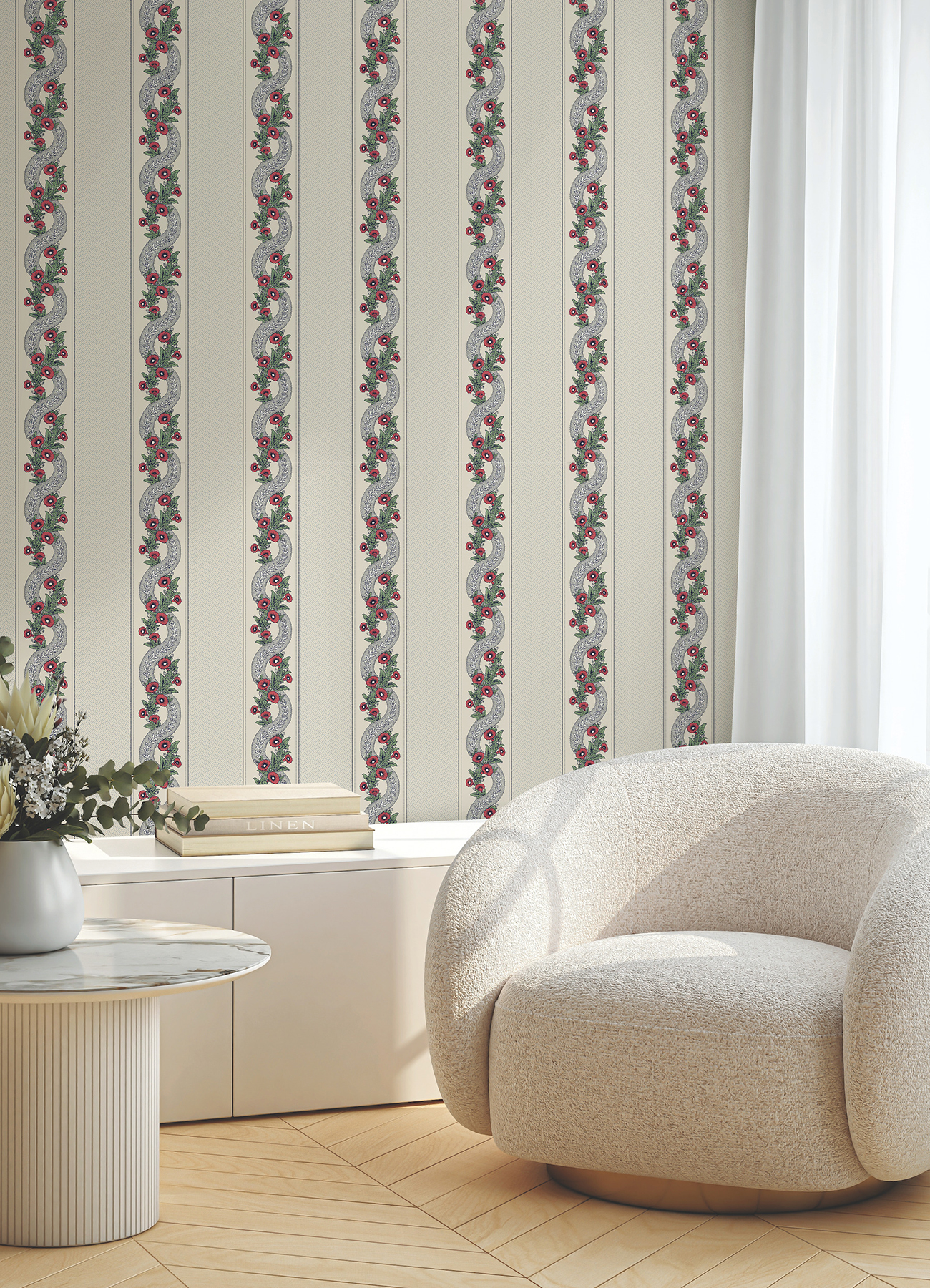 Abbey's Garland Ruby Wallpaper