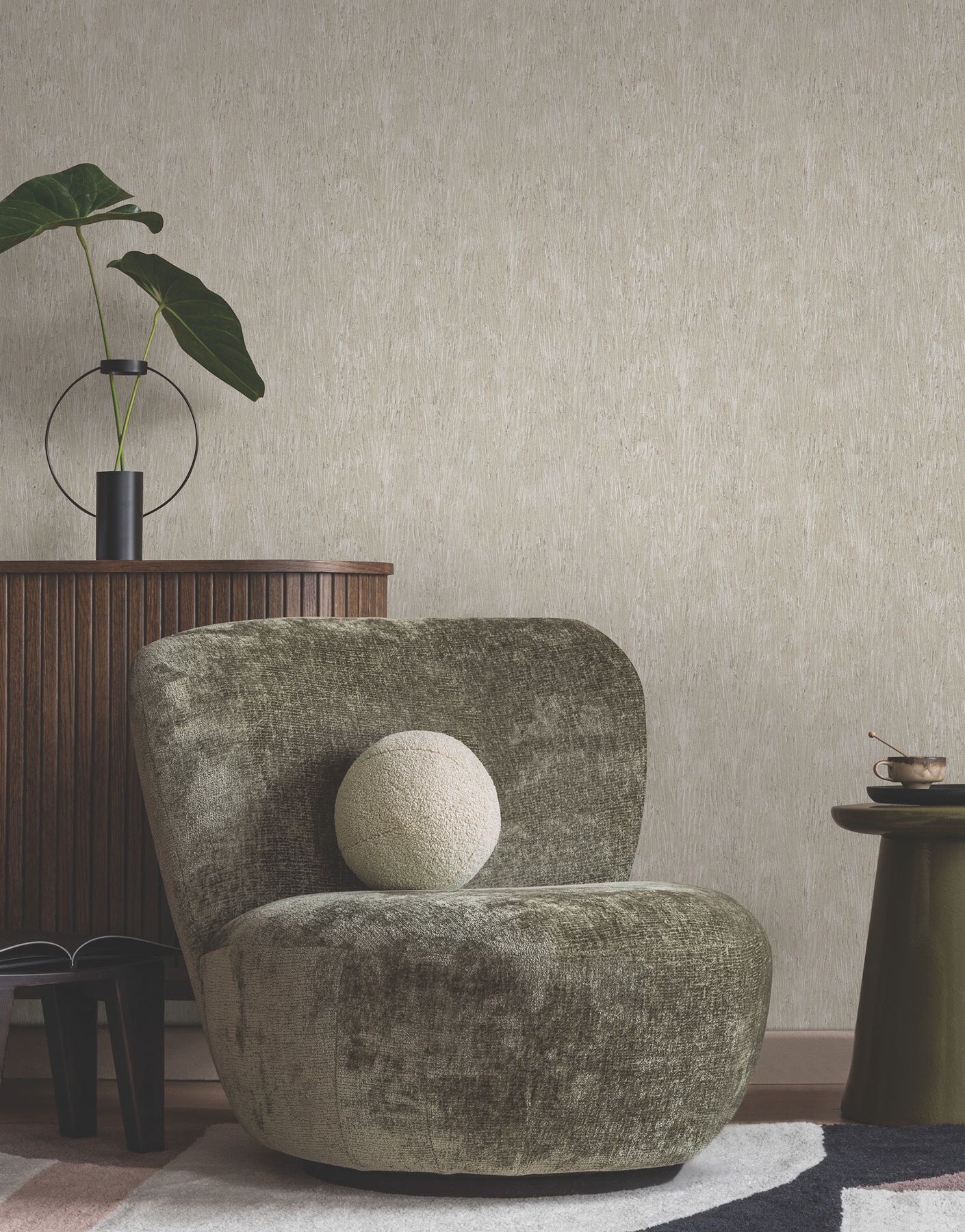 Gilded Plume Warm Grey Wallpaper