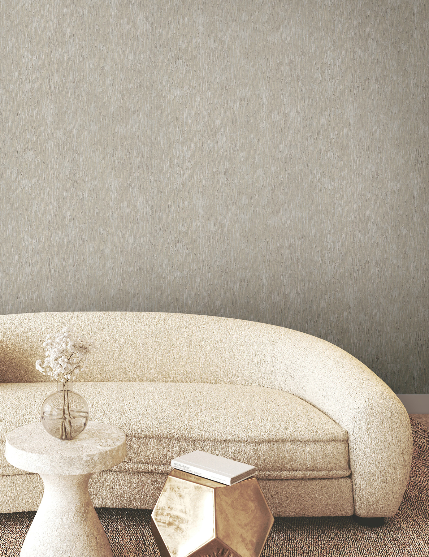Gilded Plume Warm Grey Wallpaper