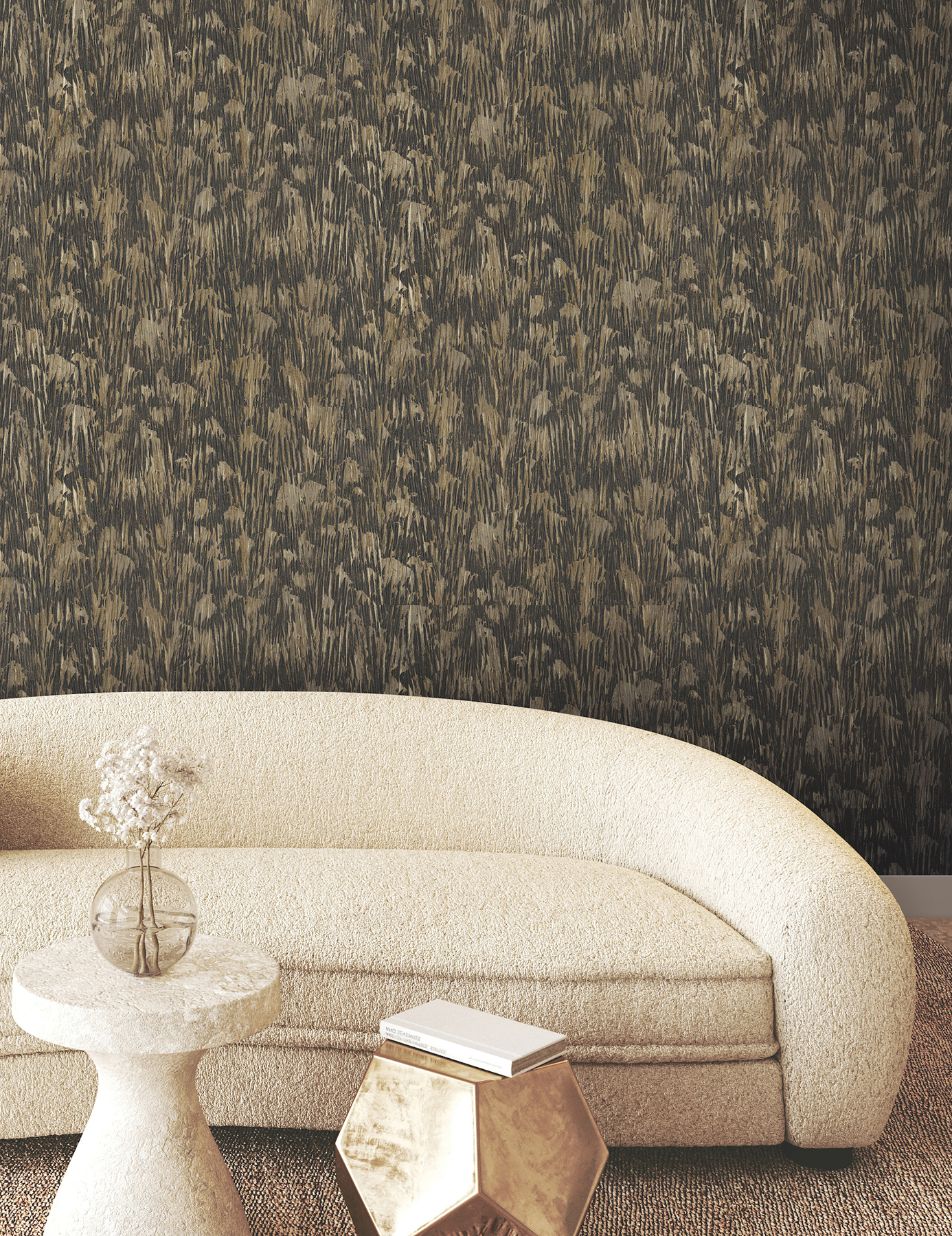 Gilded Plume Black Wallpaper