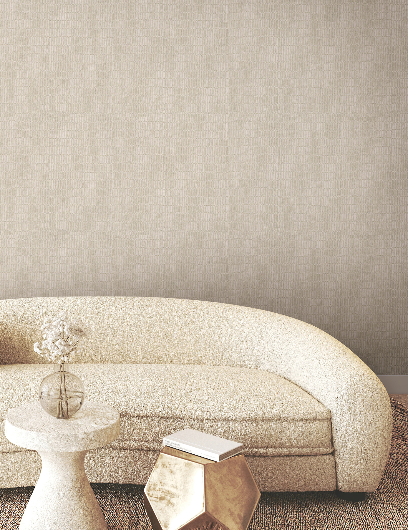 Tectonic Texture Almond & Silver Wallpaper