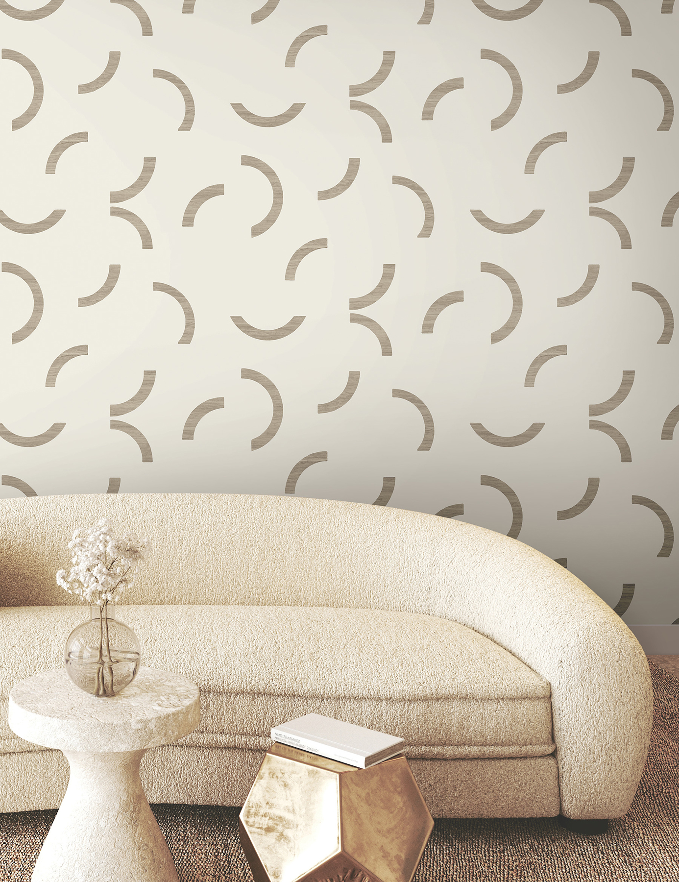 Lunula Taupe Wallpaper
