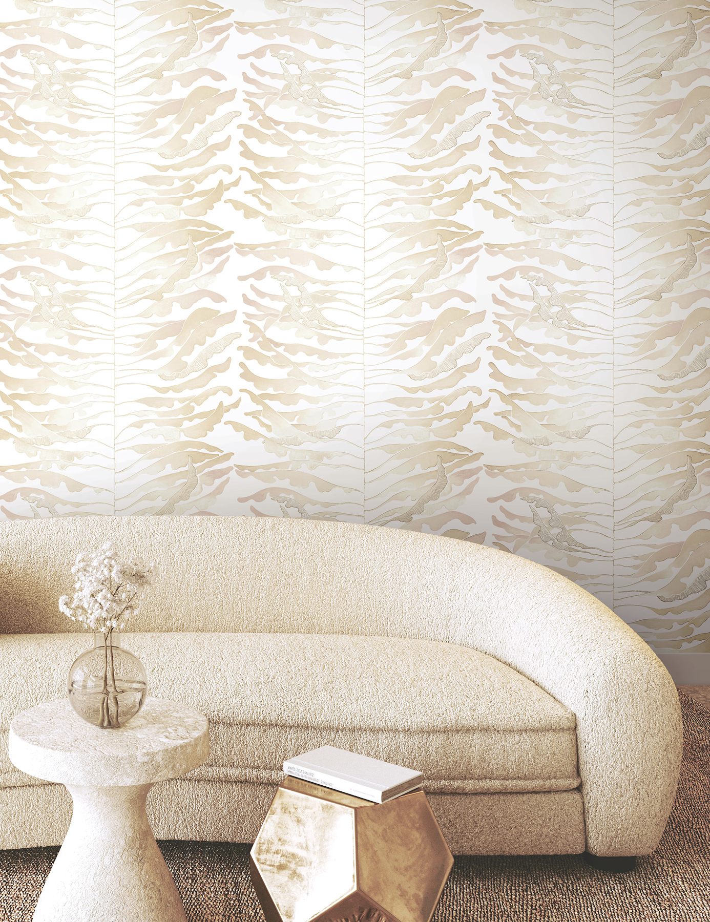 Leaf Column Taupe Wallpaper