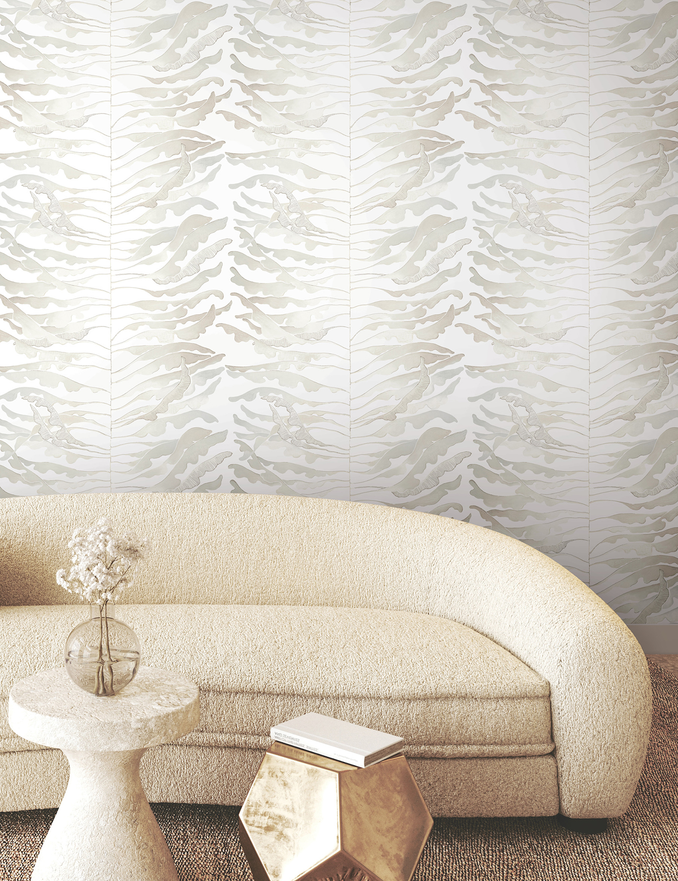 Leaf Column Neutral Wallpaper