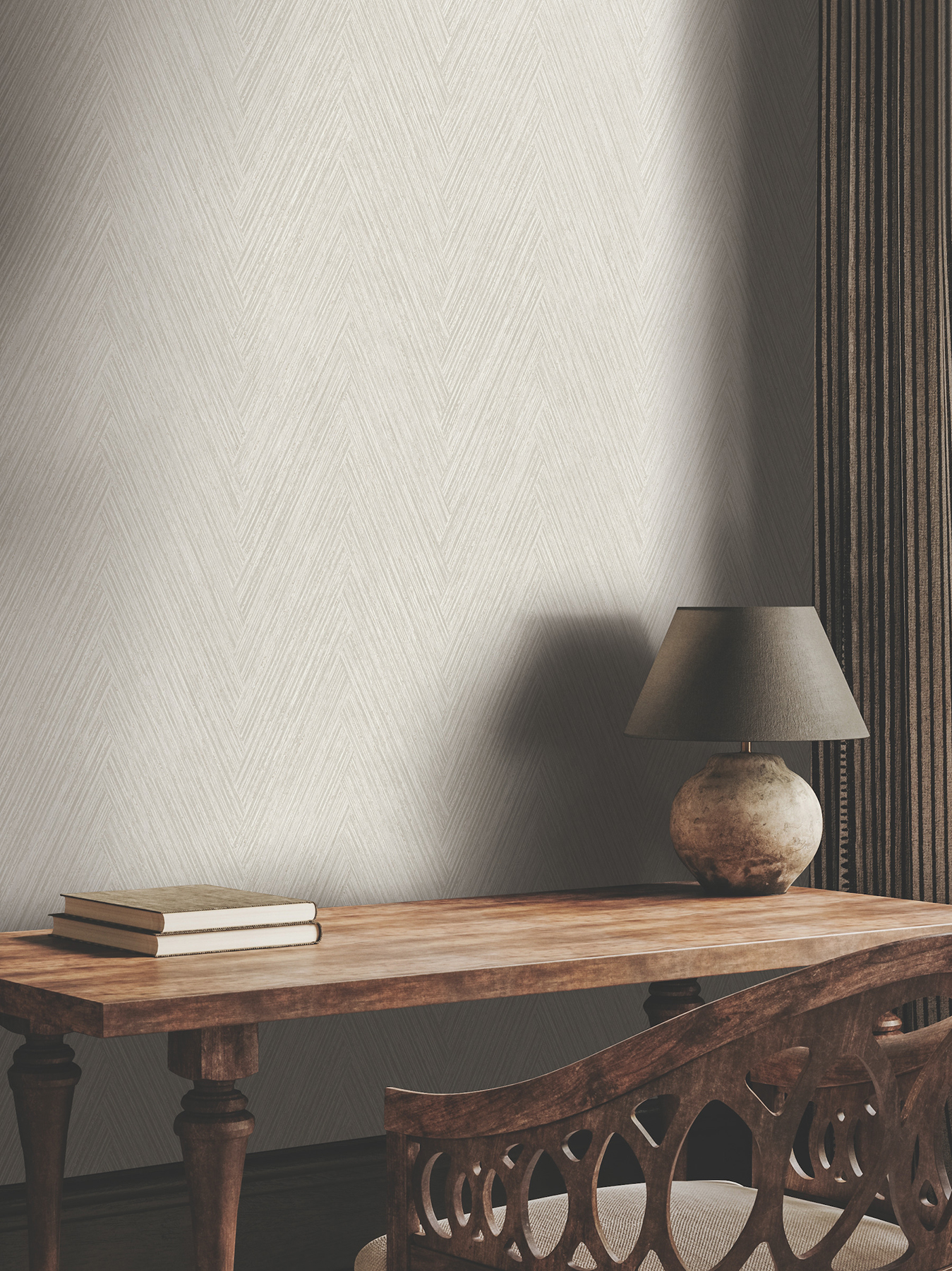 Thatched Chevron Light Neutral Wallpaper