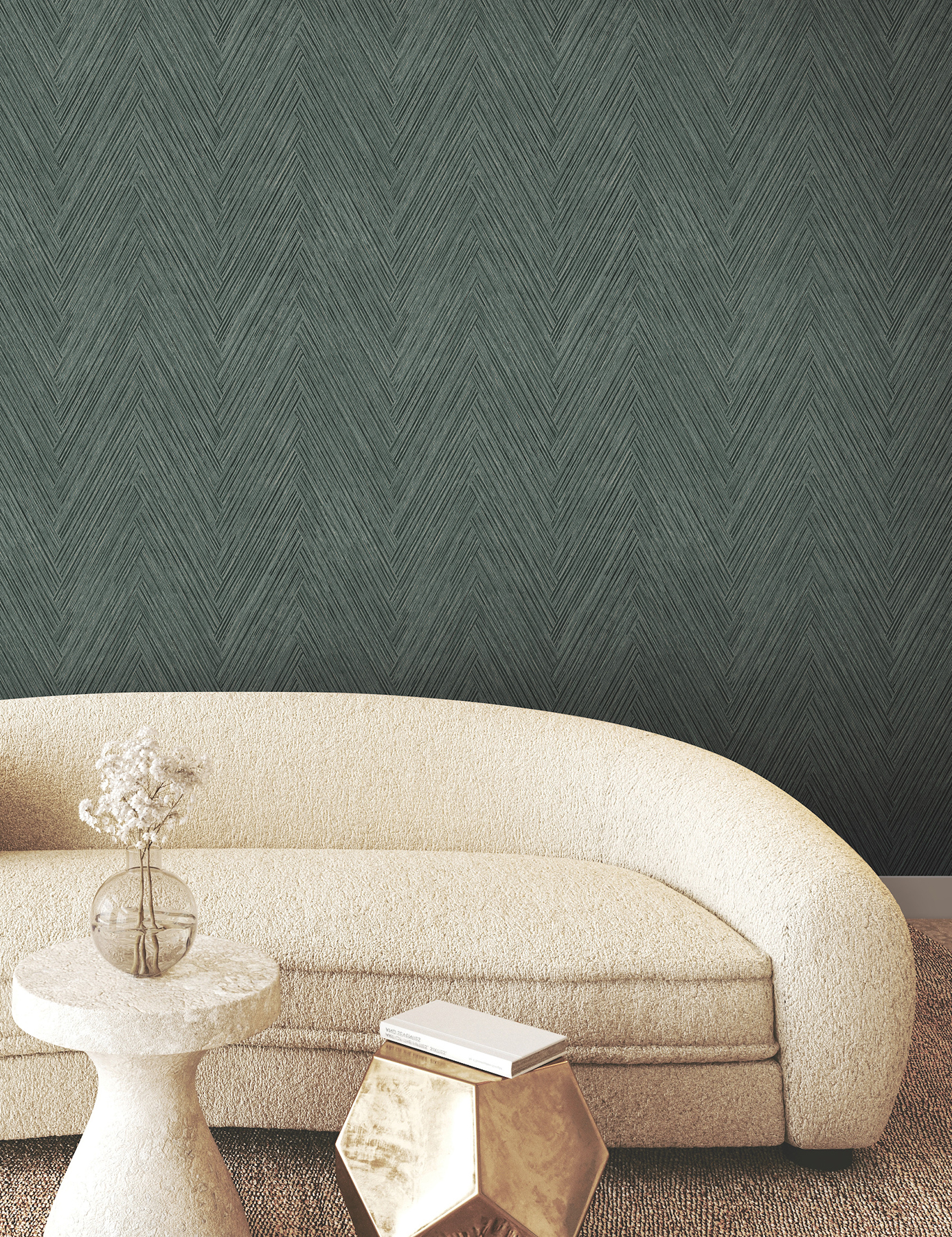 Thatched Chevron Bottle Green Wallpaper