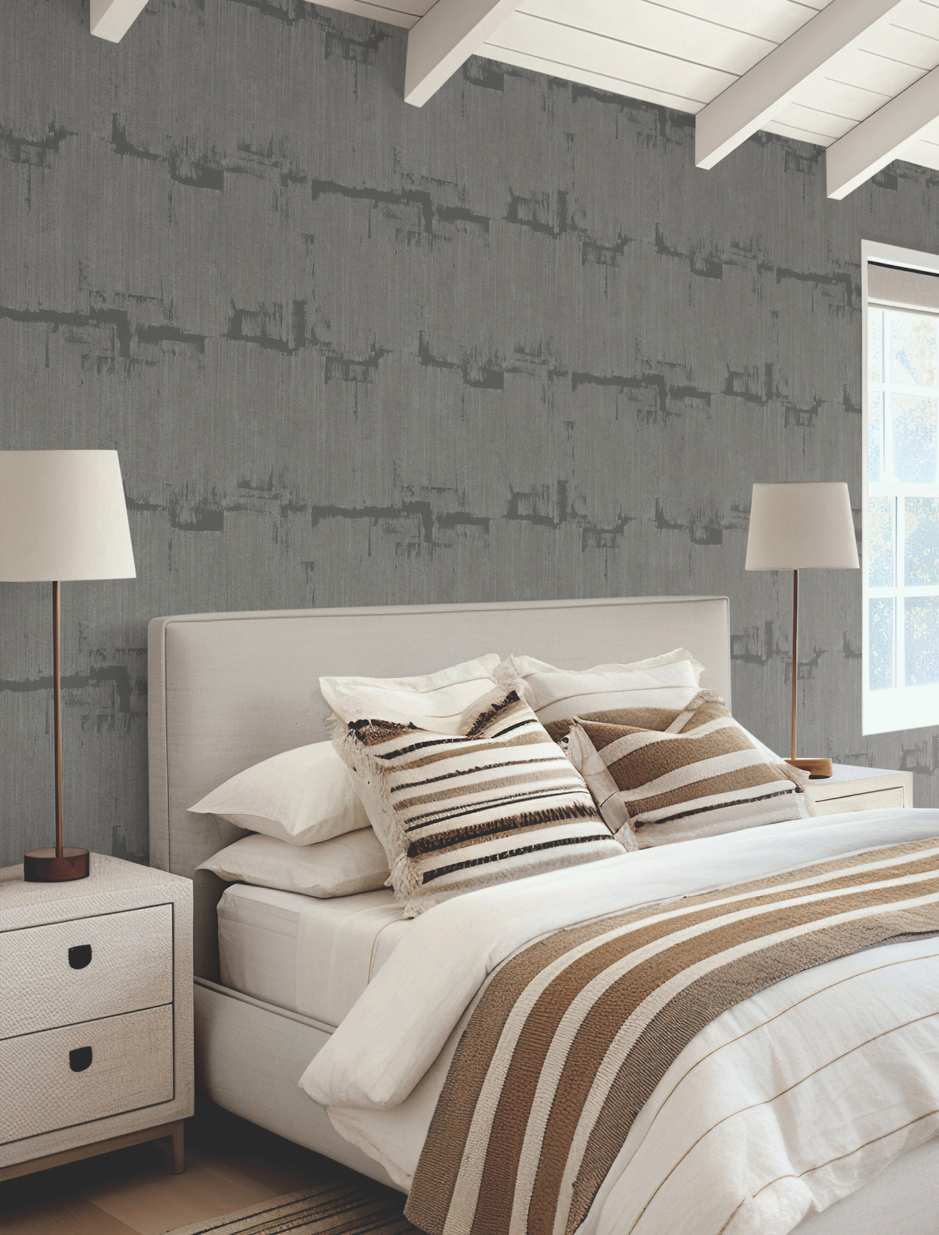 Rhythm & Rhyme Charcoal Wallpaper
