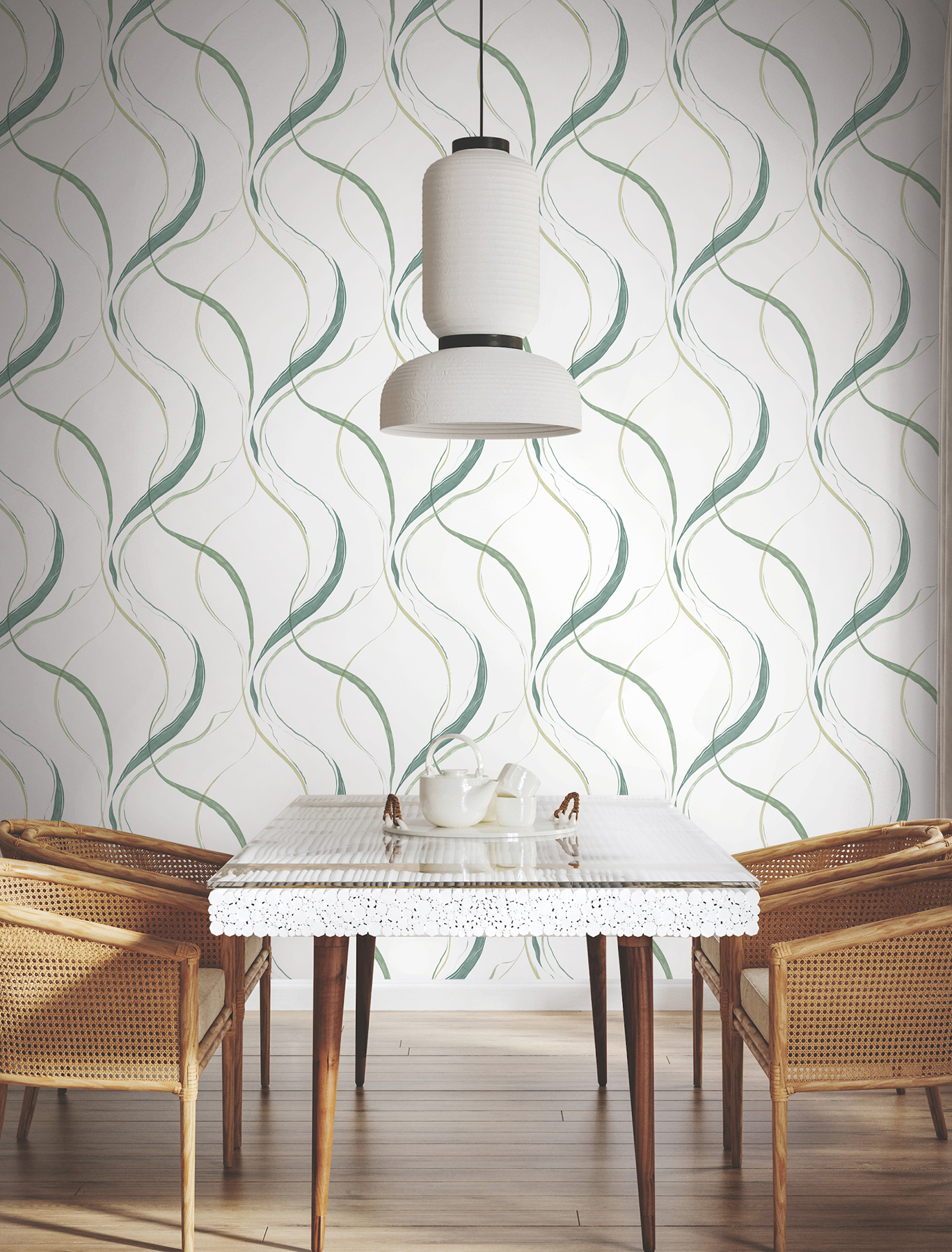 Ink Flow Green Wallpaper