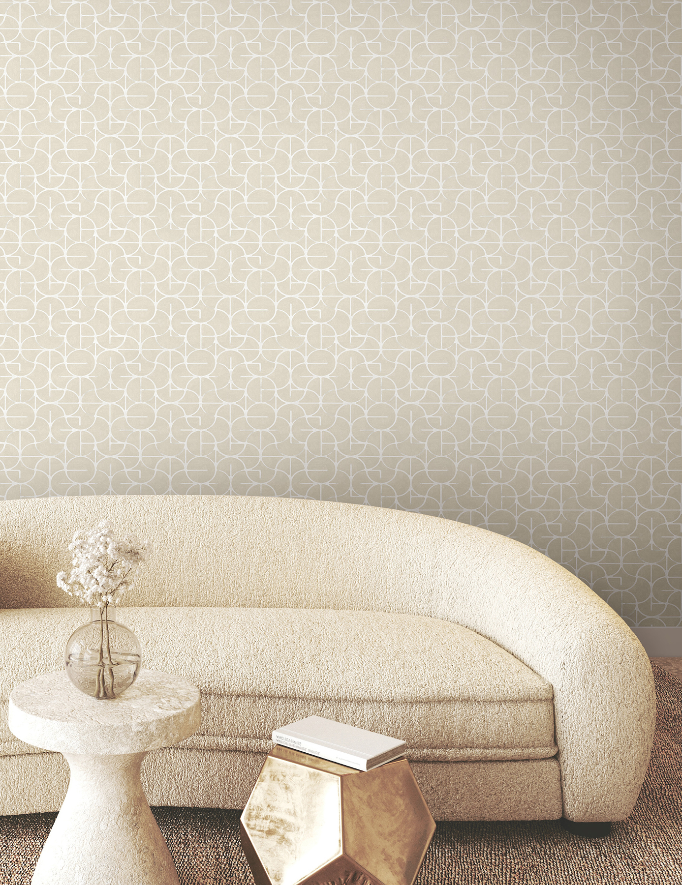 Looking Glass Beige Wallpaper