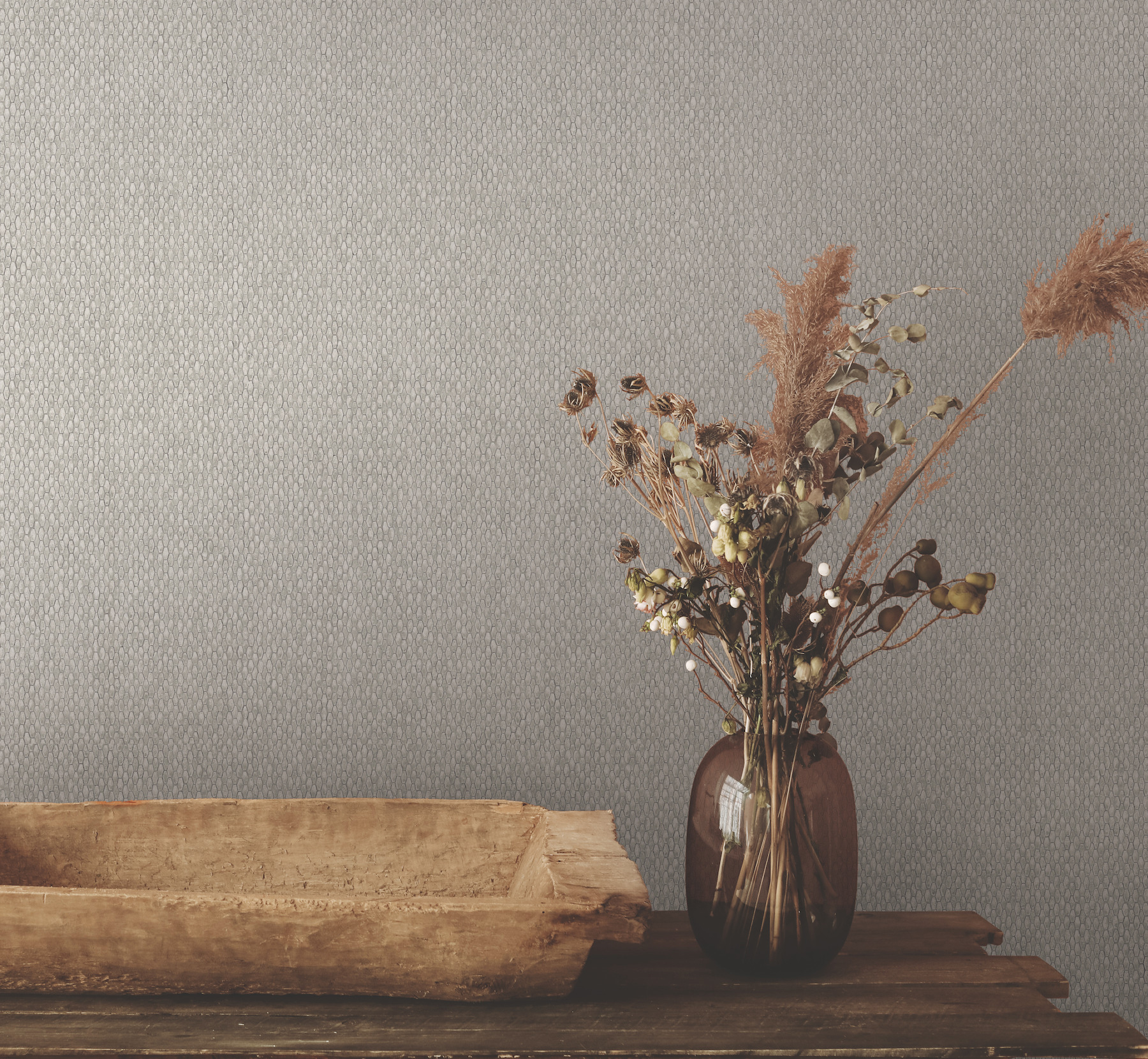 Stretched Hexagons Light Grey Wallpaper