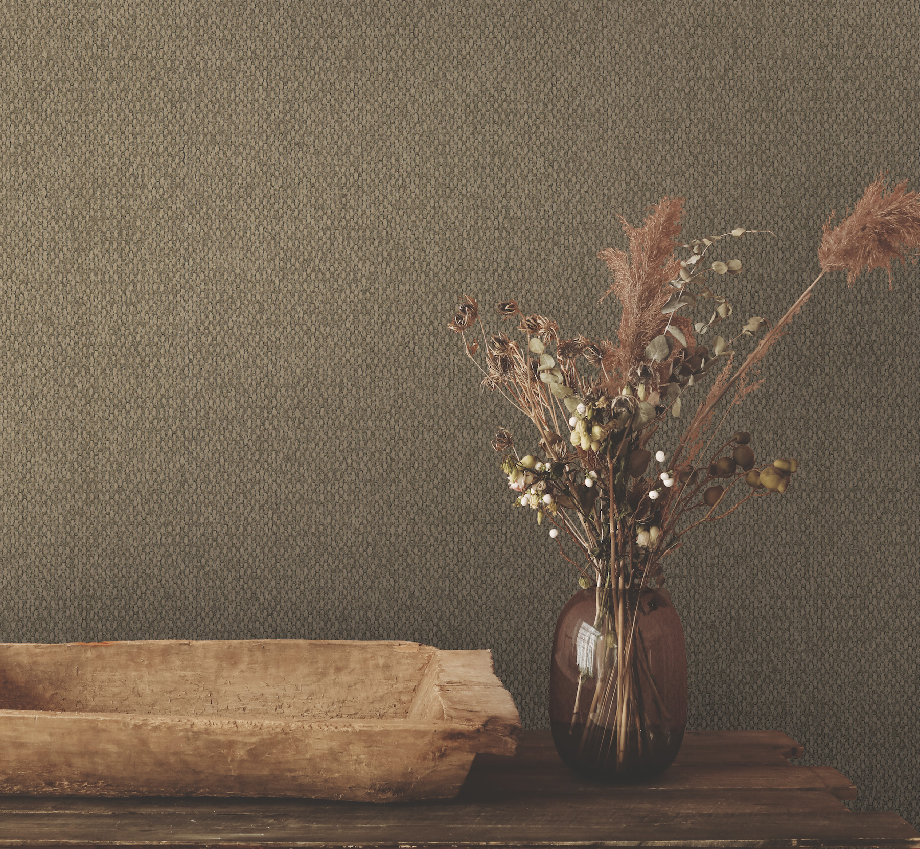 Stretched Hexagons Burnished Copper Wallpaper