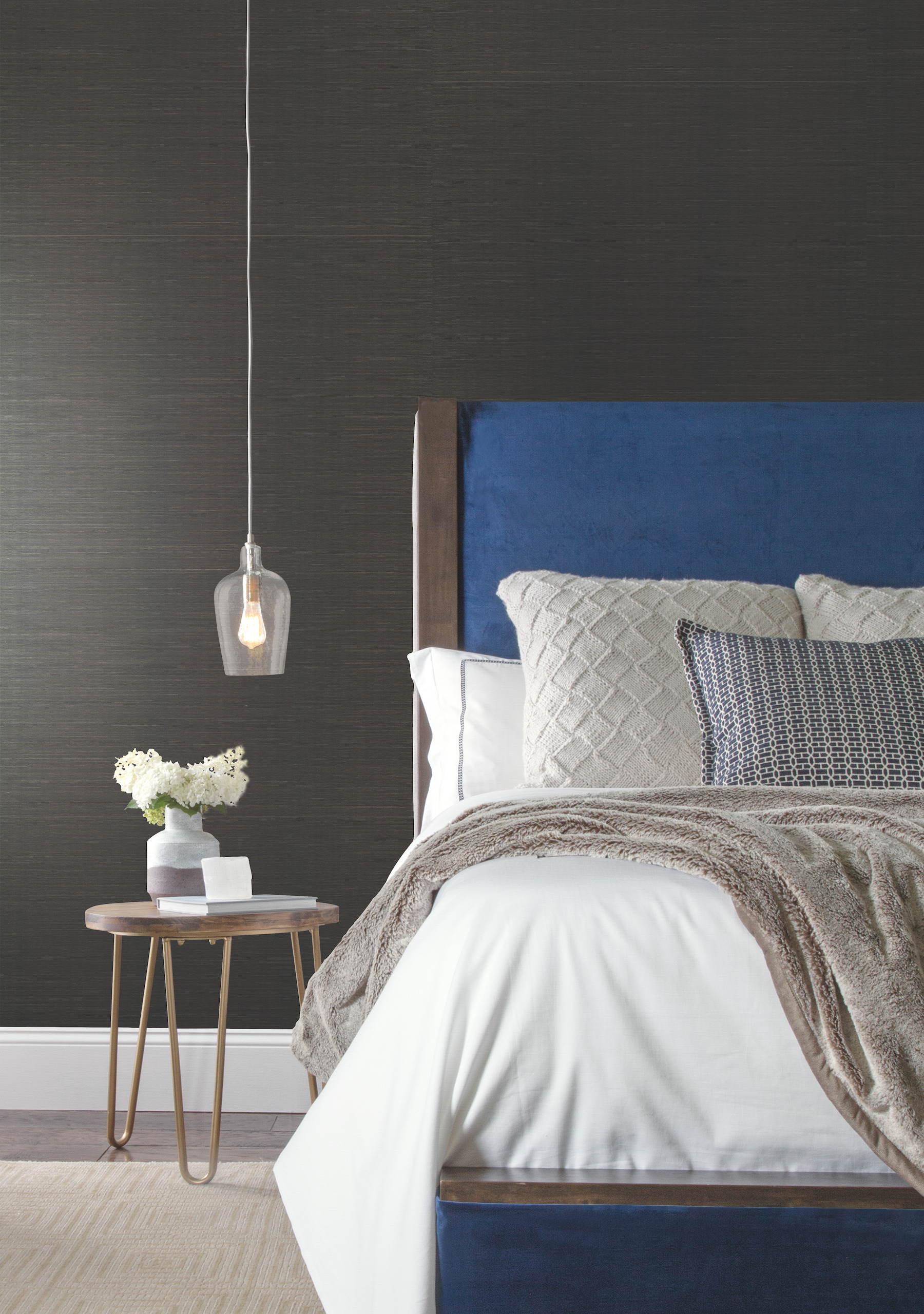 Black Sisal Grasscloth Wallpaper