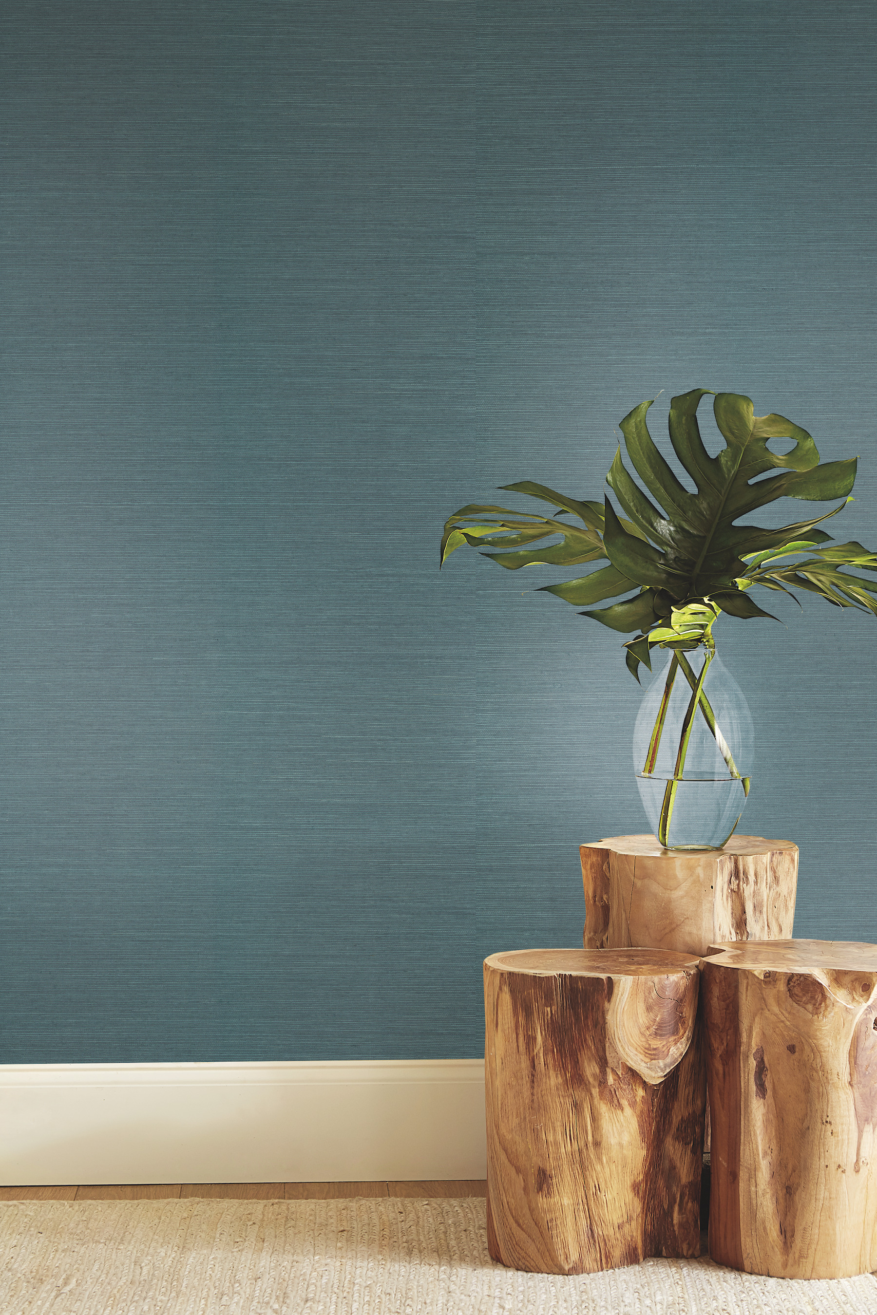 Teal Sisal Twill Grasscloth Wallpaper