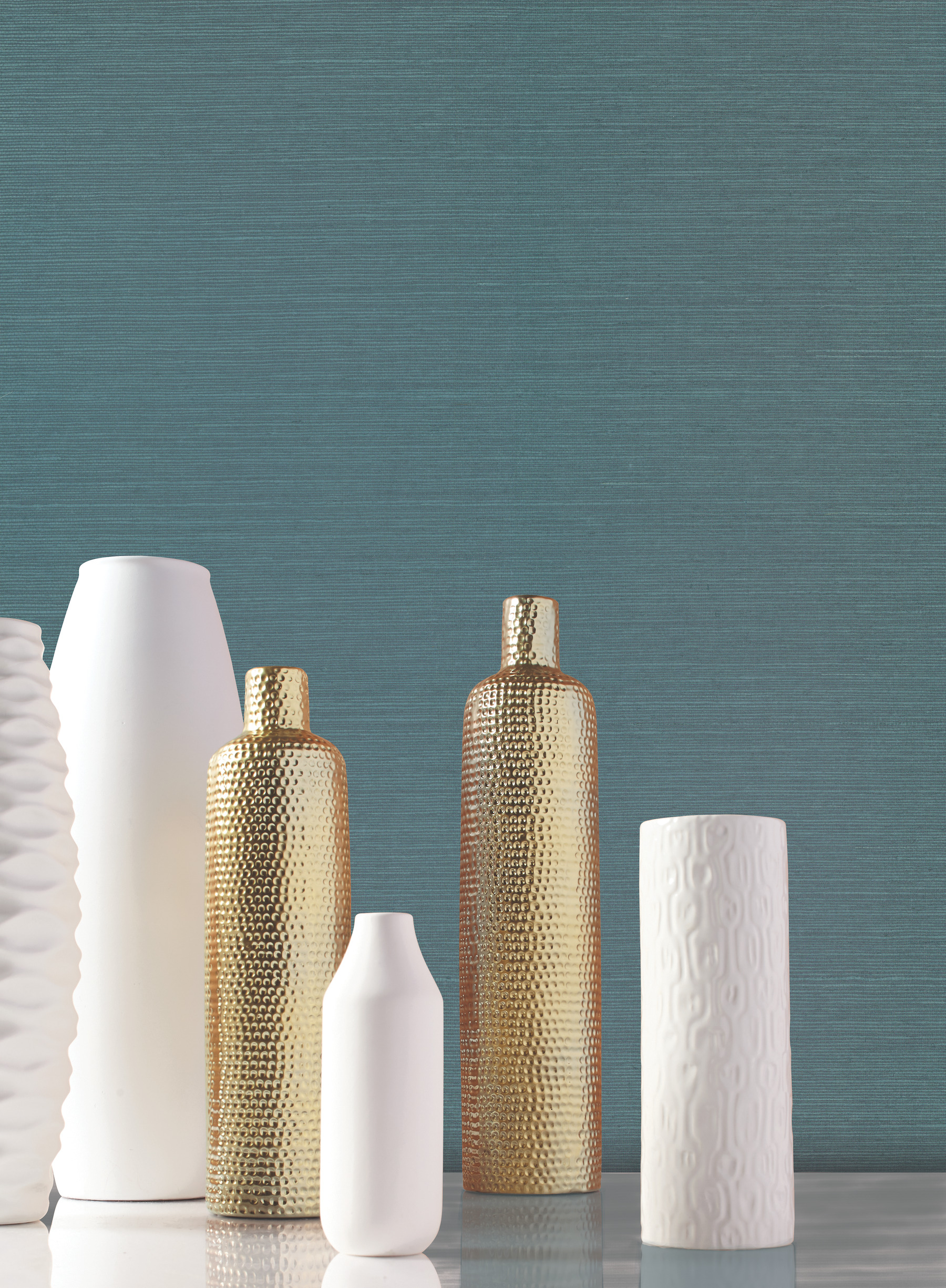 Teal Sisal Twill Grasscloth Wallpaper
