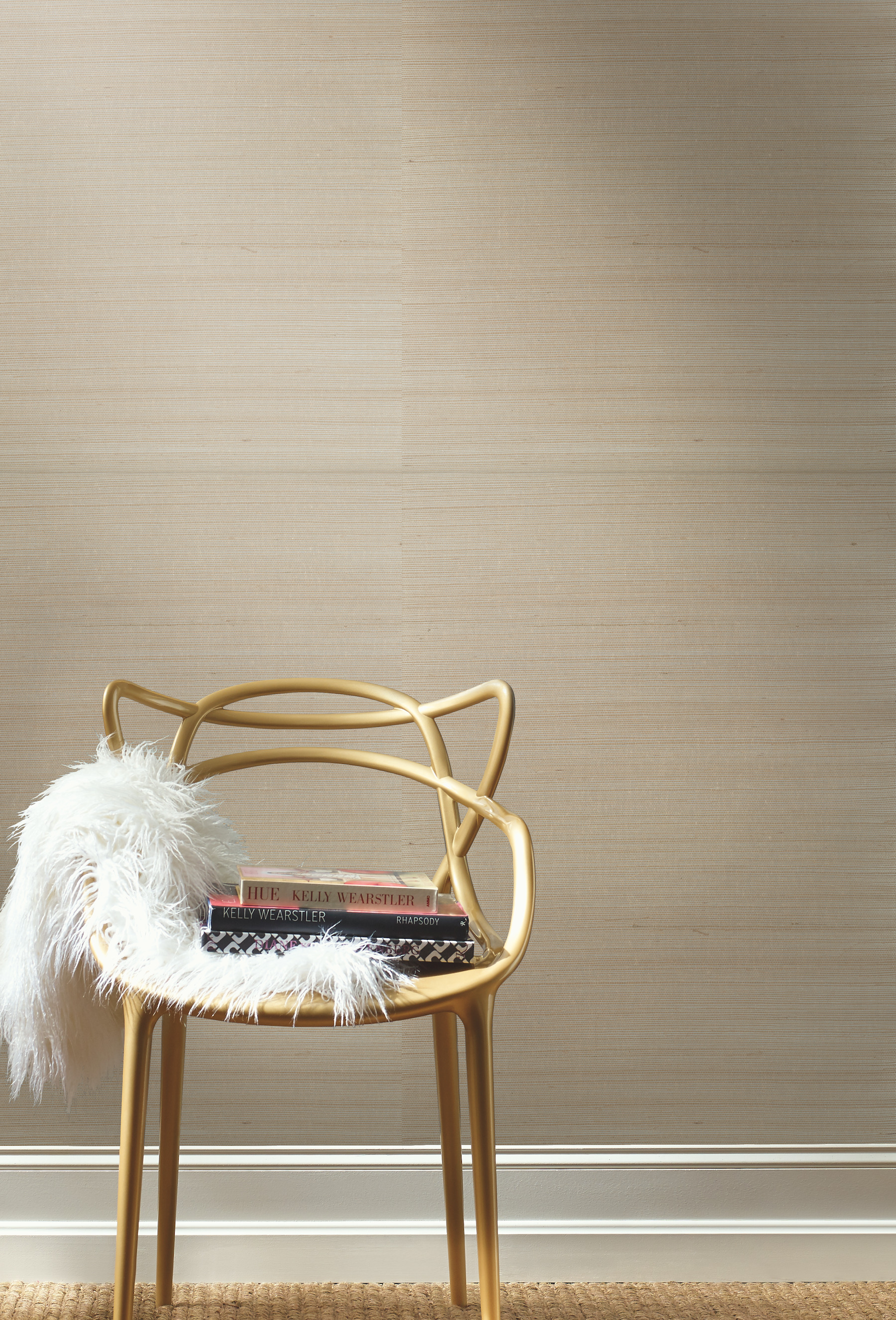 Silver & Beige Metallic Sisal Grasscloth Wallpaper