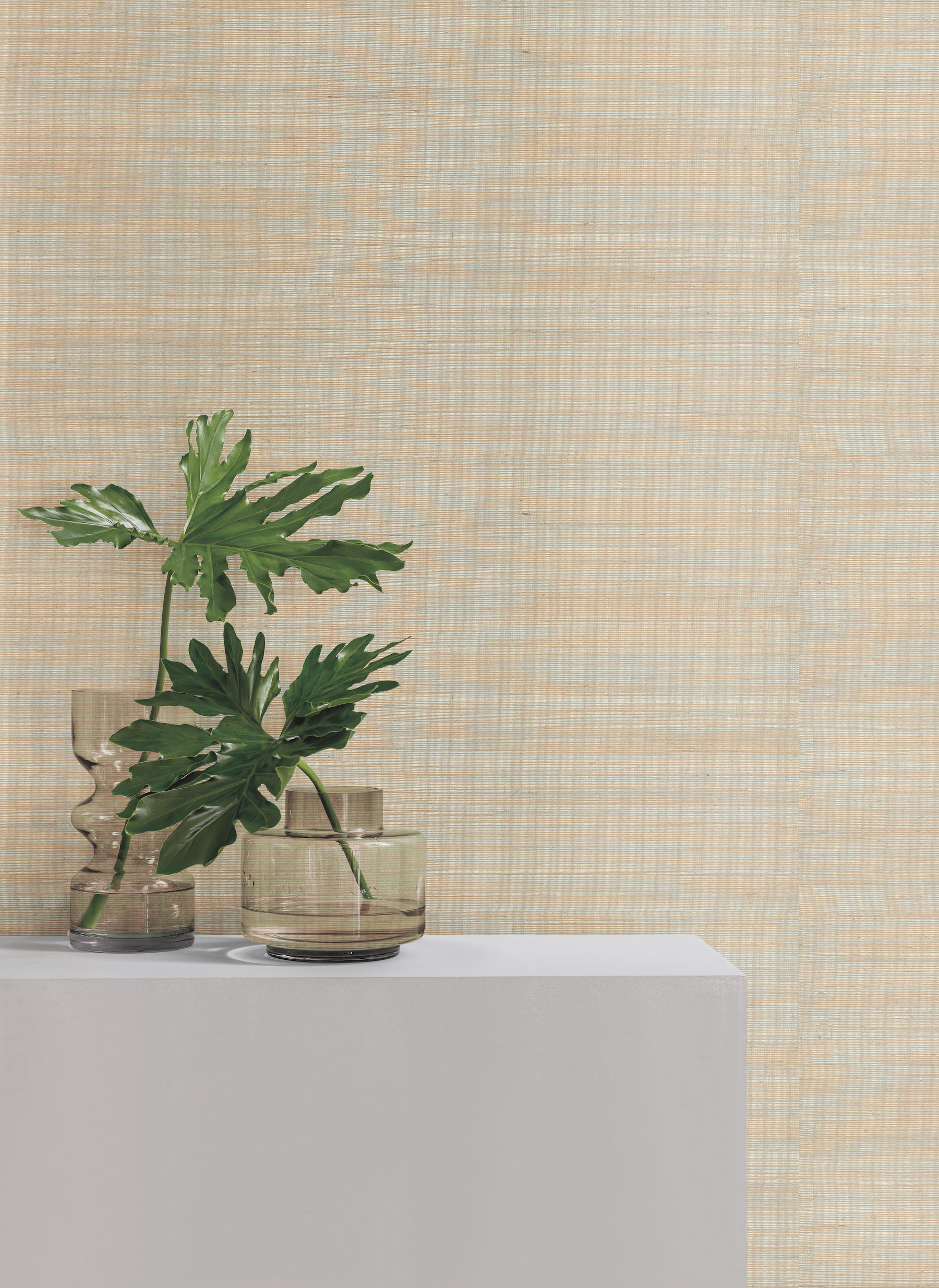 Silver & Beige Metallic Sisal Grasscloth Wallpaper