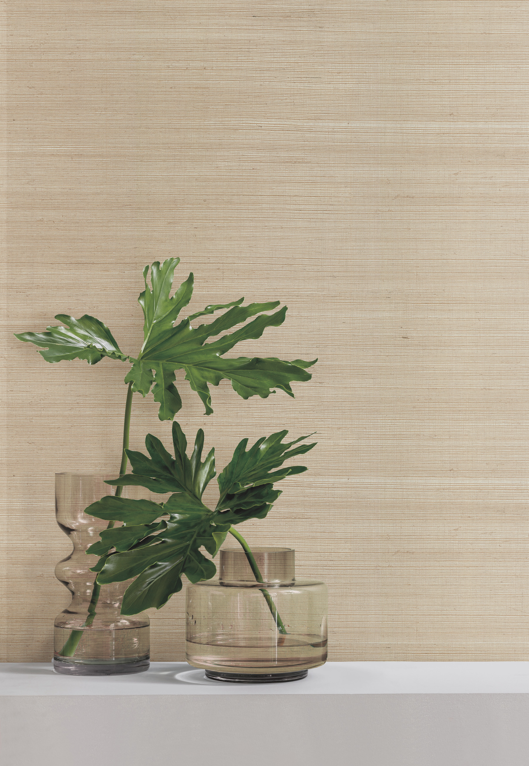 Silver & Beige Metallic Sisal Grasscloth Wallpaper