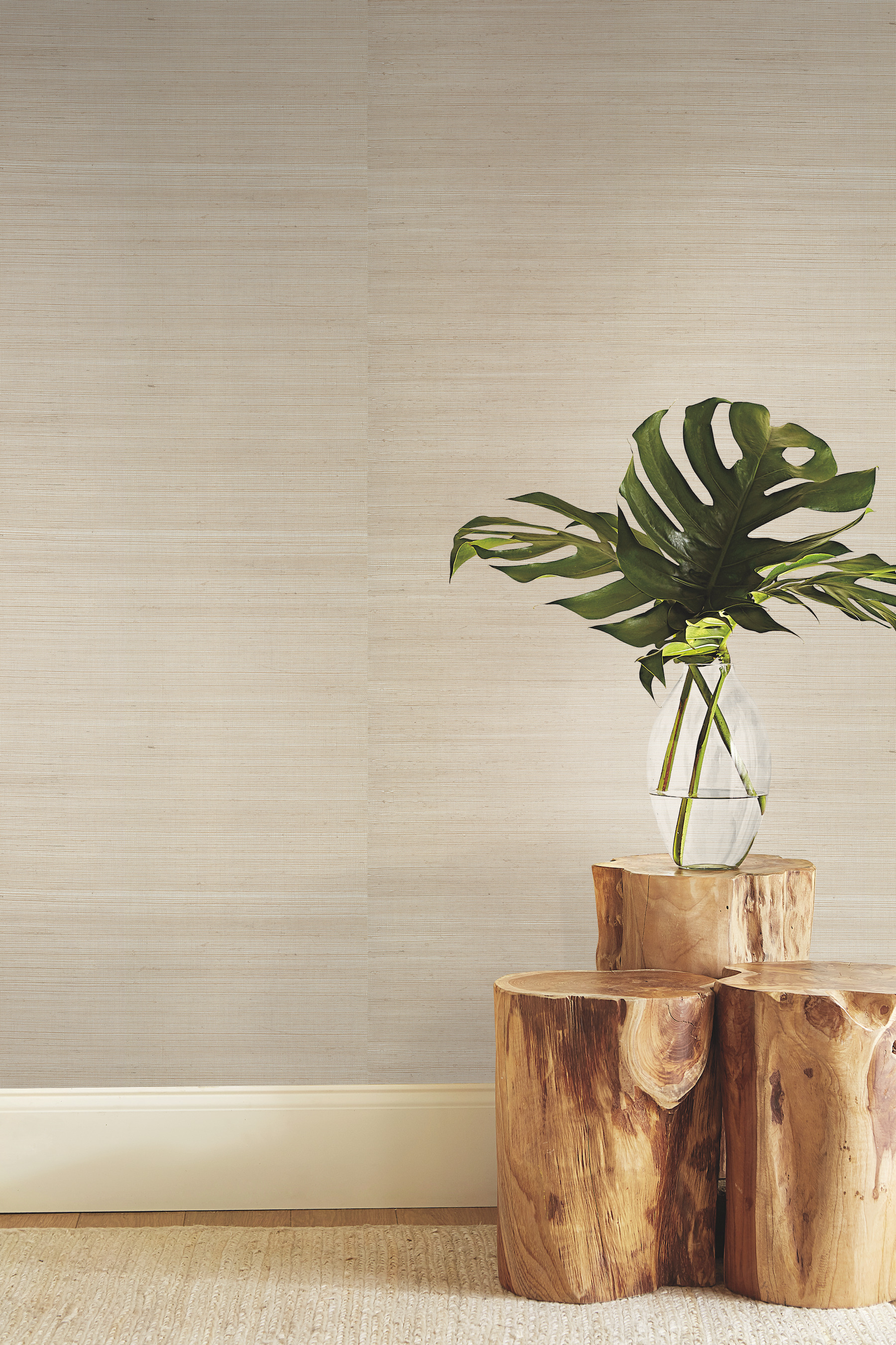 Silver & Beige Metallic Sisal Grasscloth Wallpaper