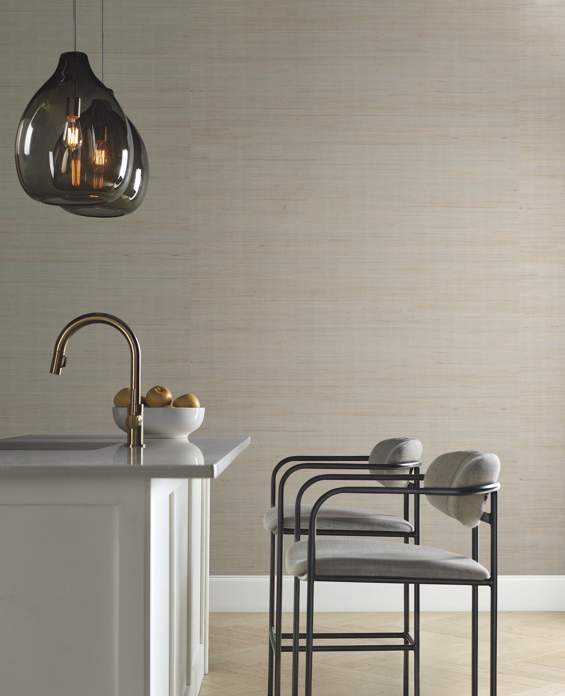 Silver & Beige Metallic Jute Wallpaper