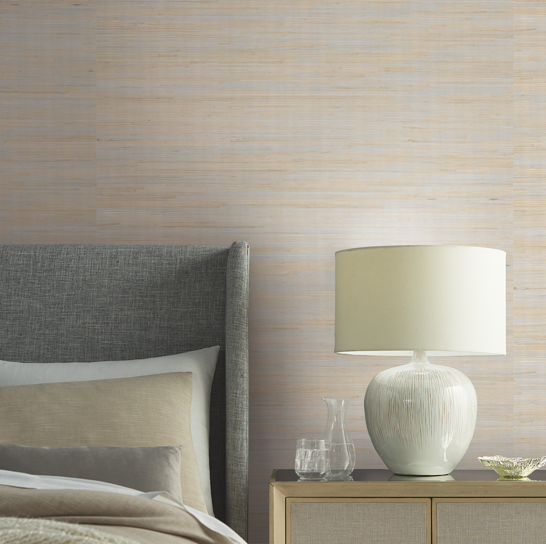 Silver & Beige Metallic Jute Wallpaper