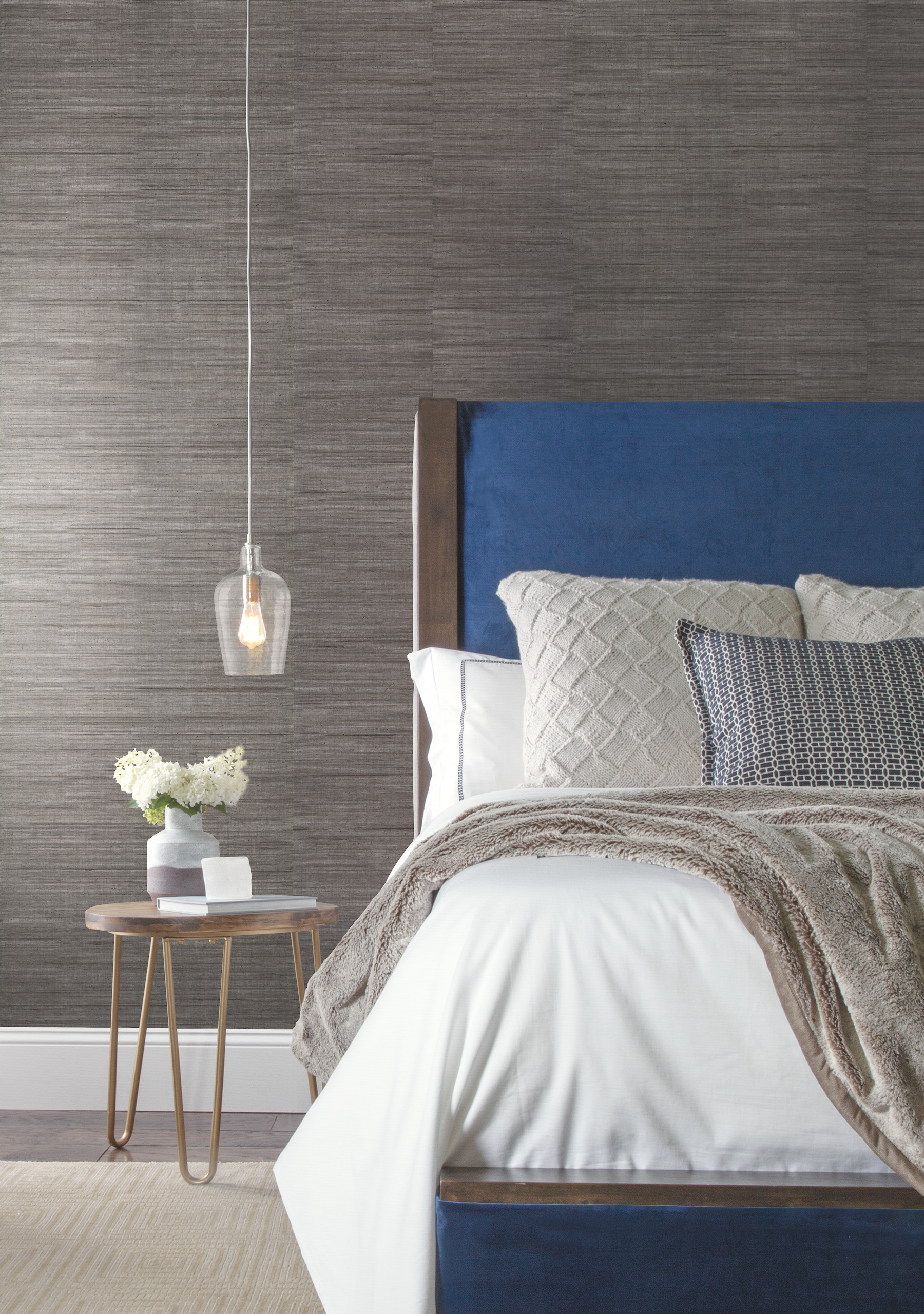 Silver Metallic Sisal Grasscloth Wallpaper