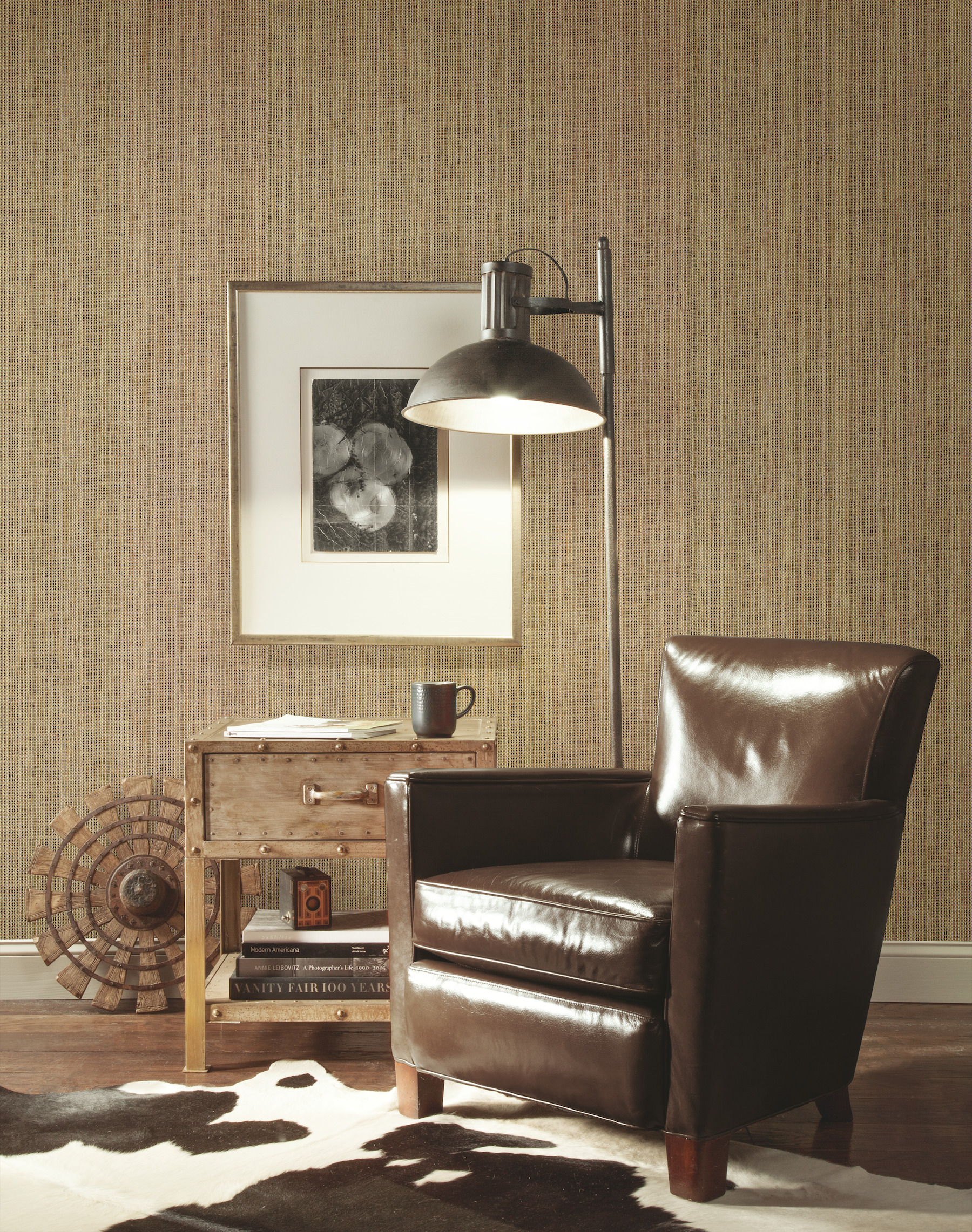 Woven Beige Crosshatch Ramie Grasscloth Wallpaper