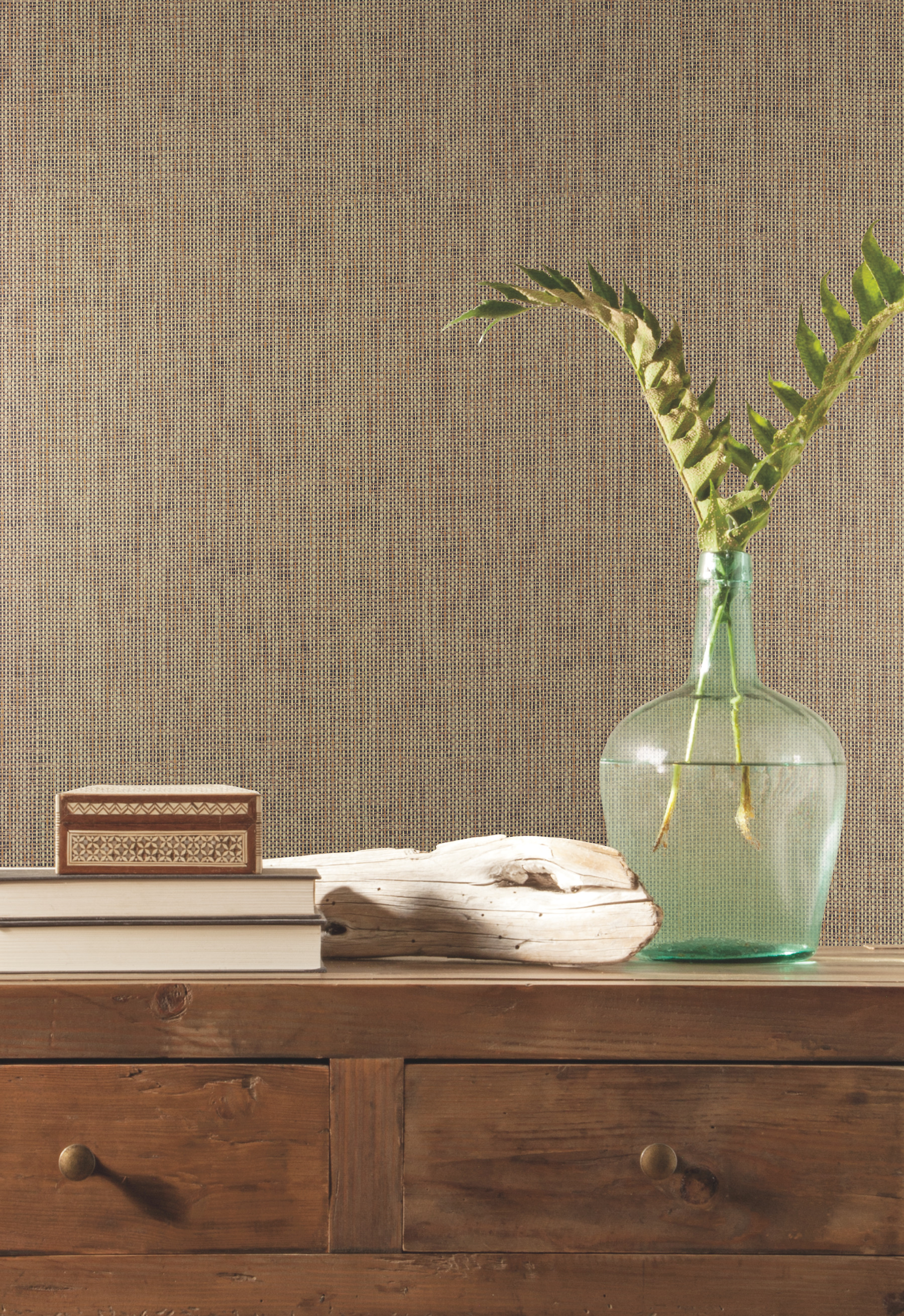 Woven Beige Crosshatch Ramie Grasscloth Wallpaper