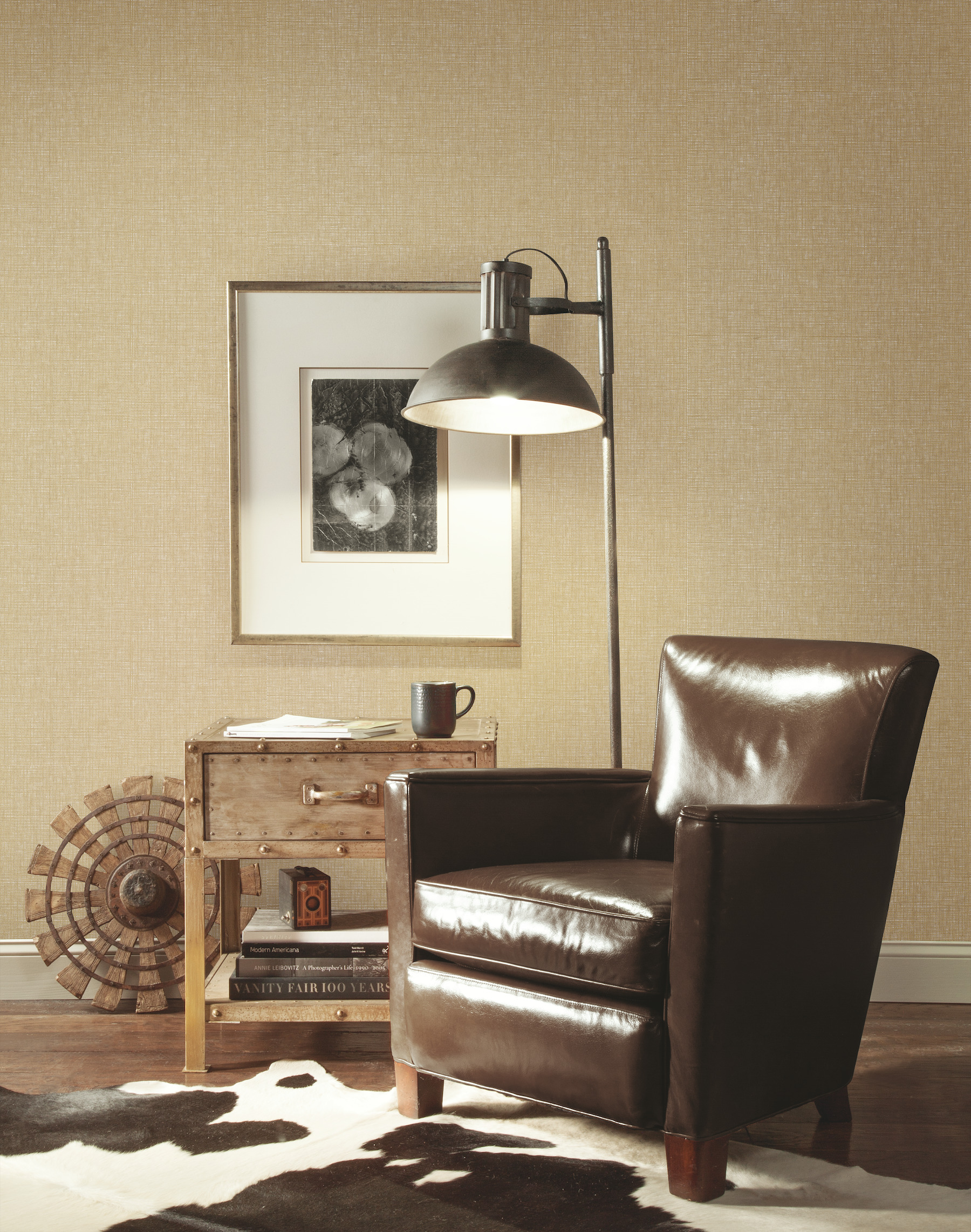 Woven Beige Crosshatch Wallpaper