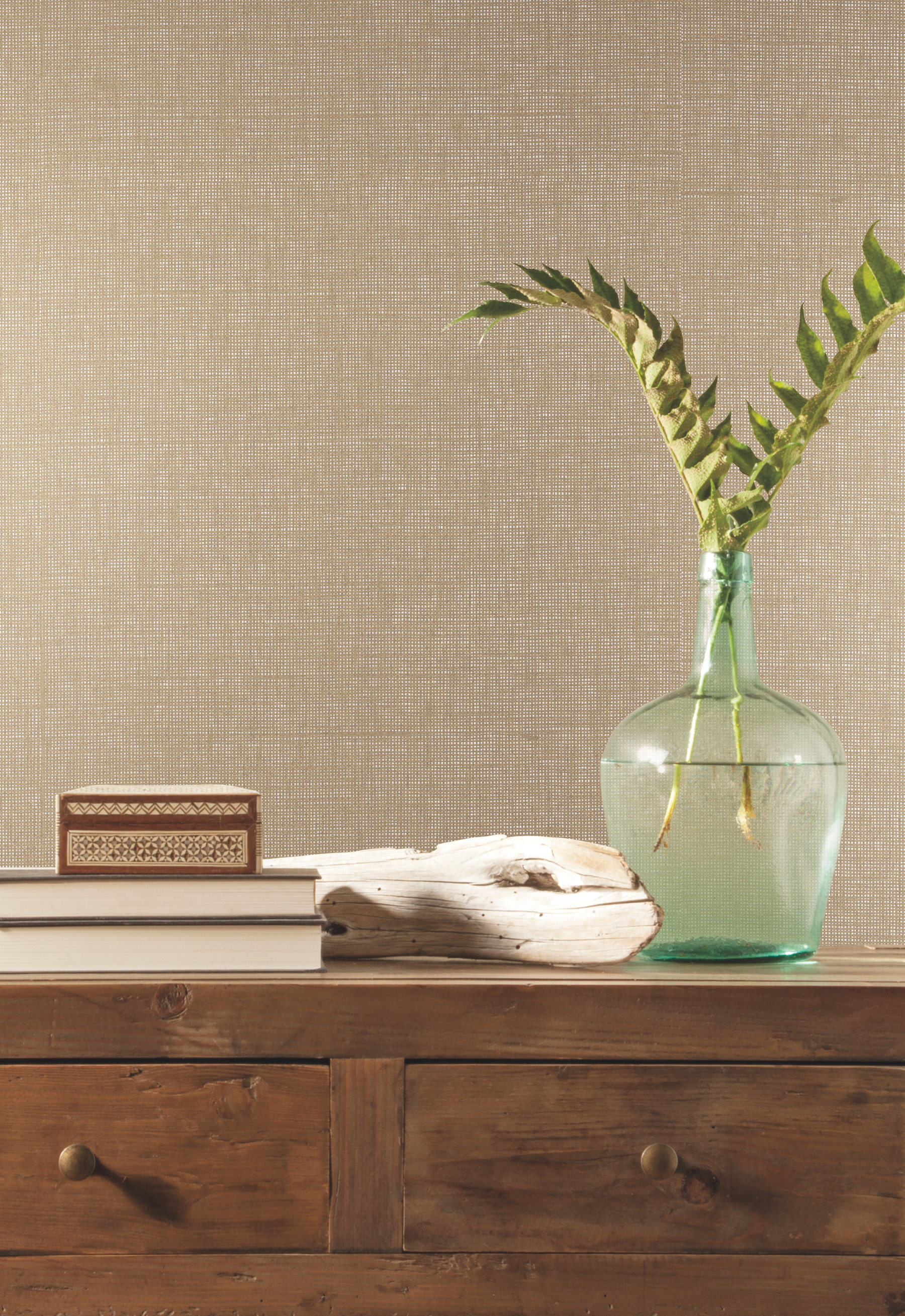 Woven Beige Crosshatch Wallpaper