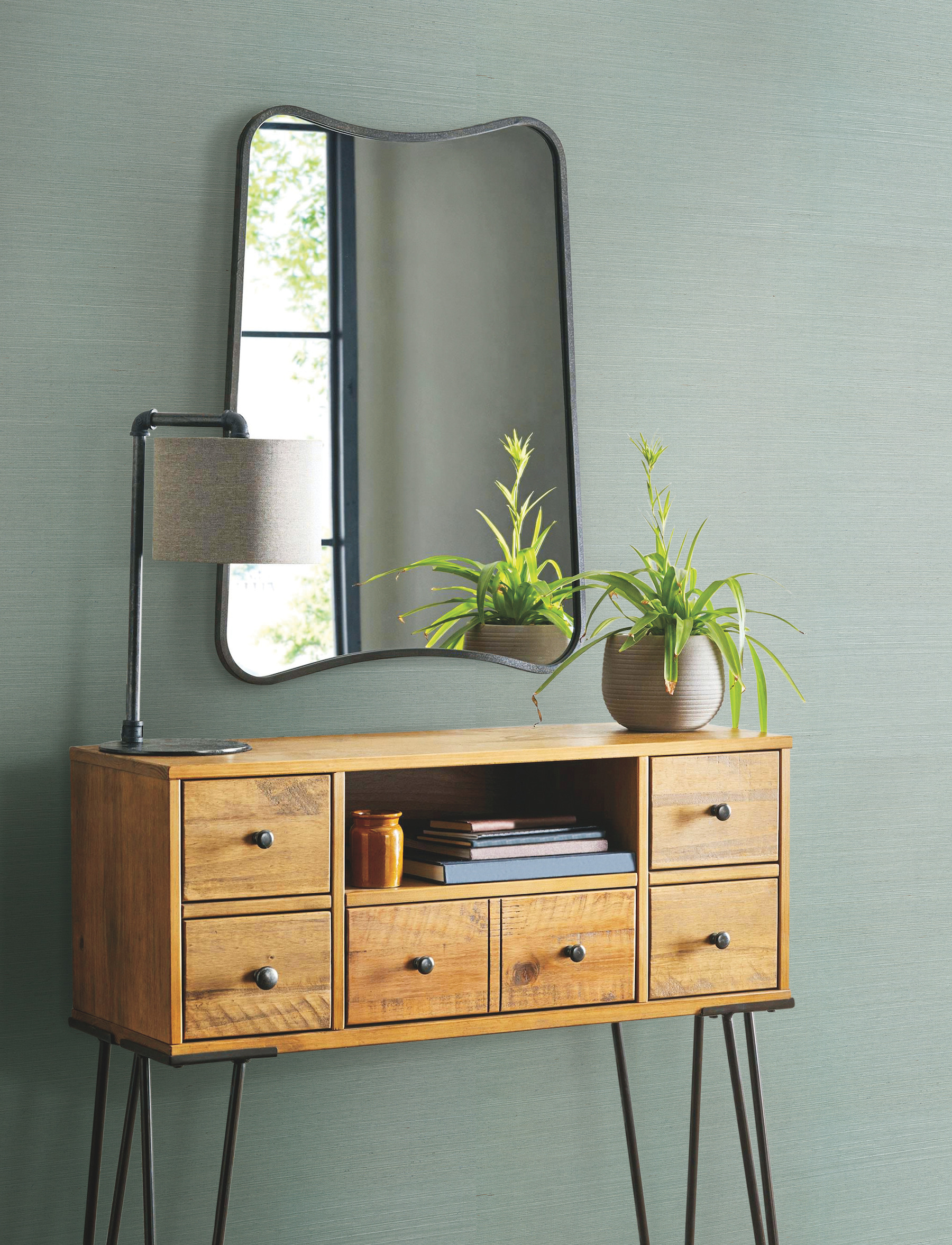 Sisal Twill Aquamarine Color Grasscloth Wallpaper