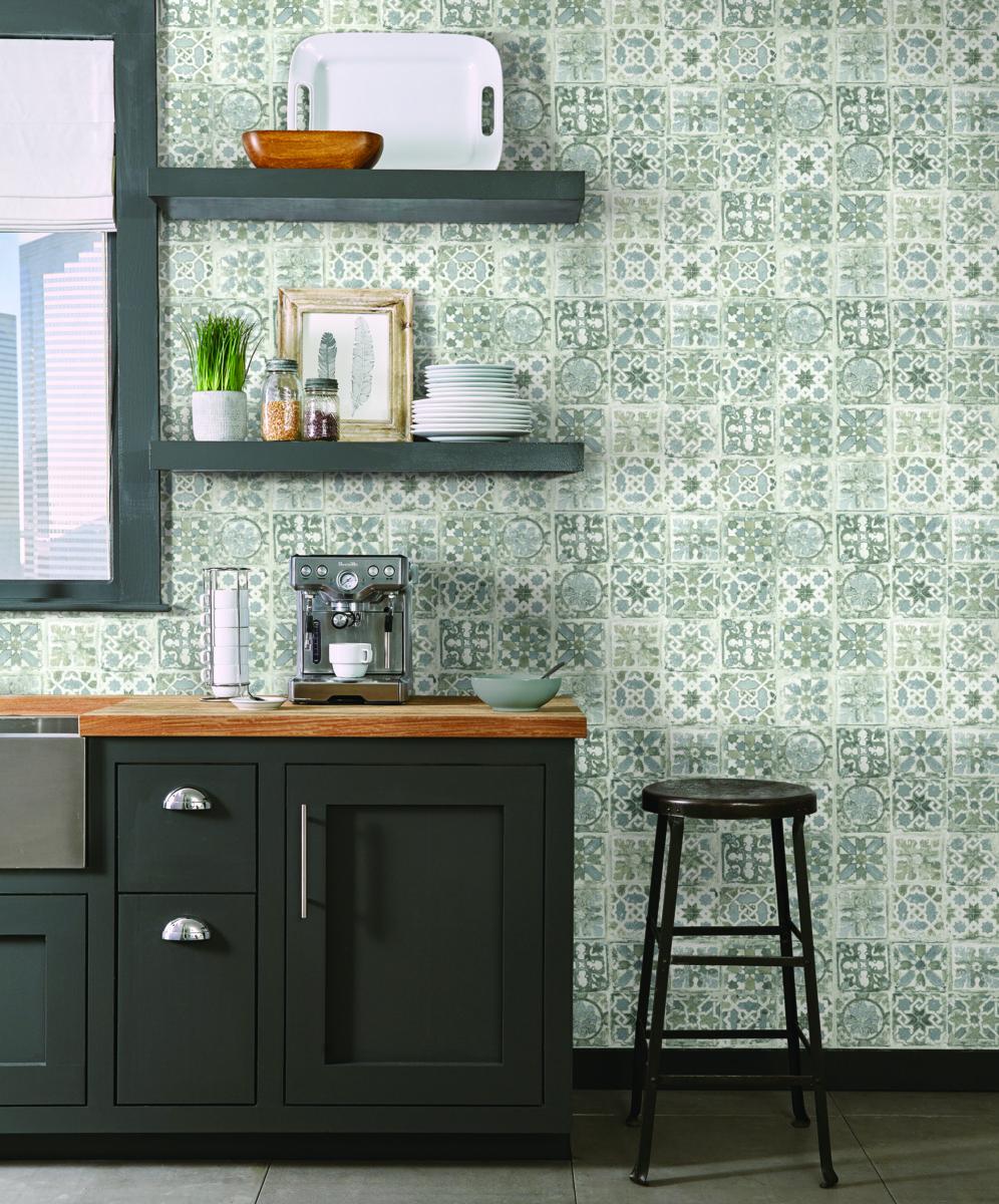Grasscloth Wood and Stone Premium Peel and Stick Wallpaper by York