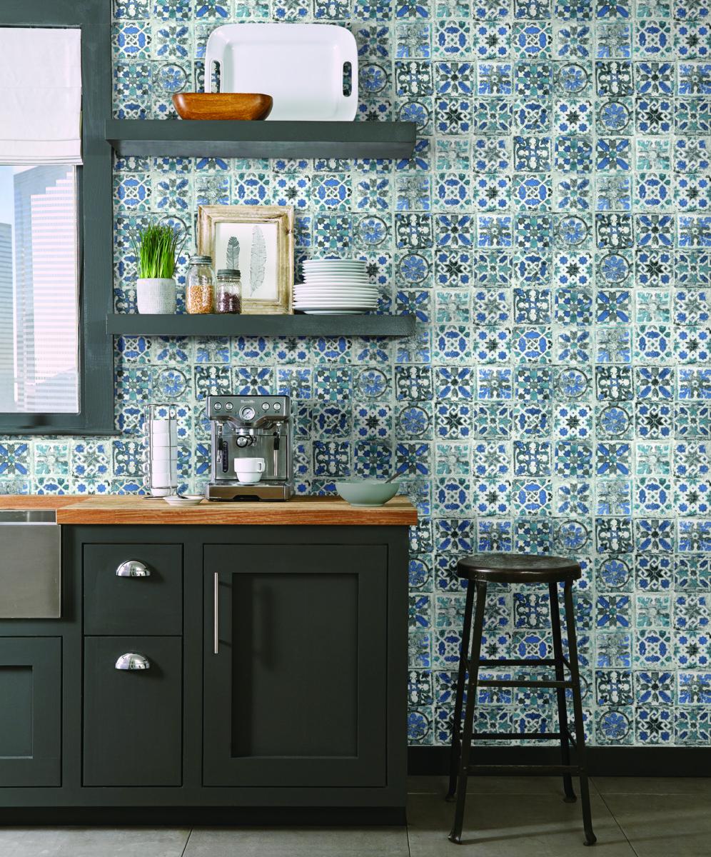Grasscloth Wood and Stone Premium Peel and Stick Wallpaper by York