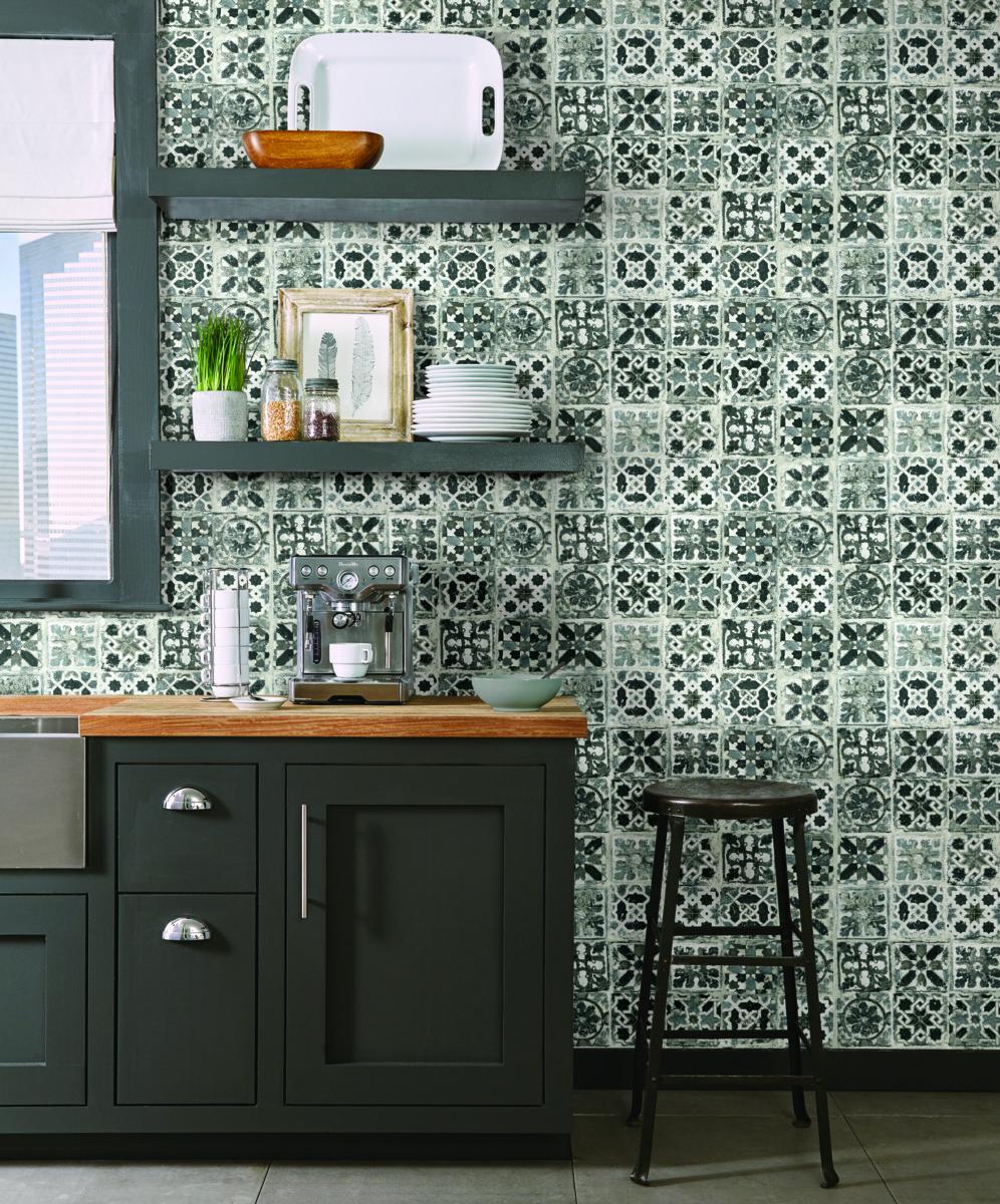 Grasscloth Wood and Stone Premium Peel and Stick Wallpaper by York