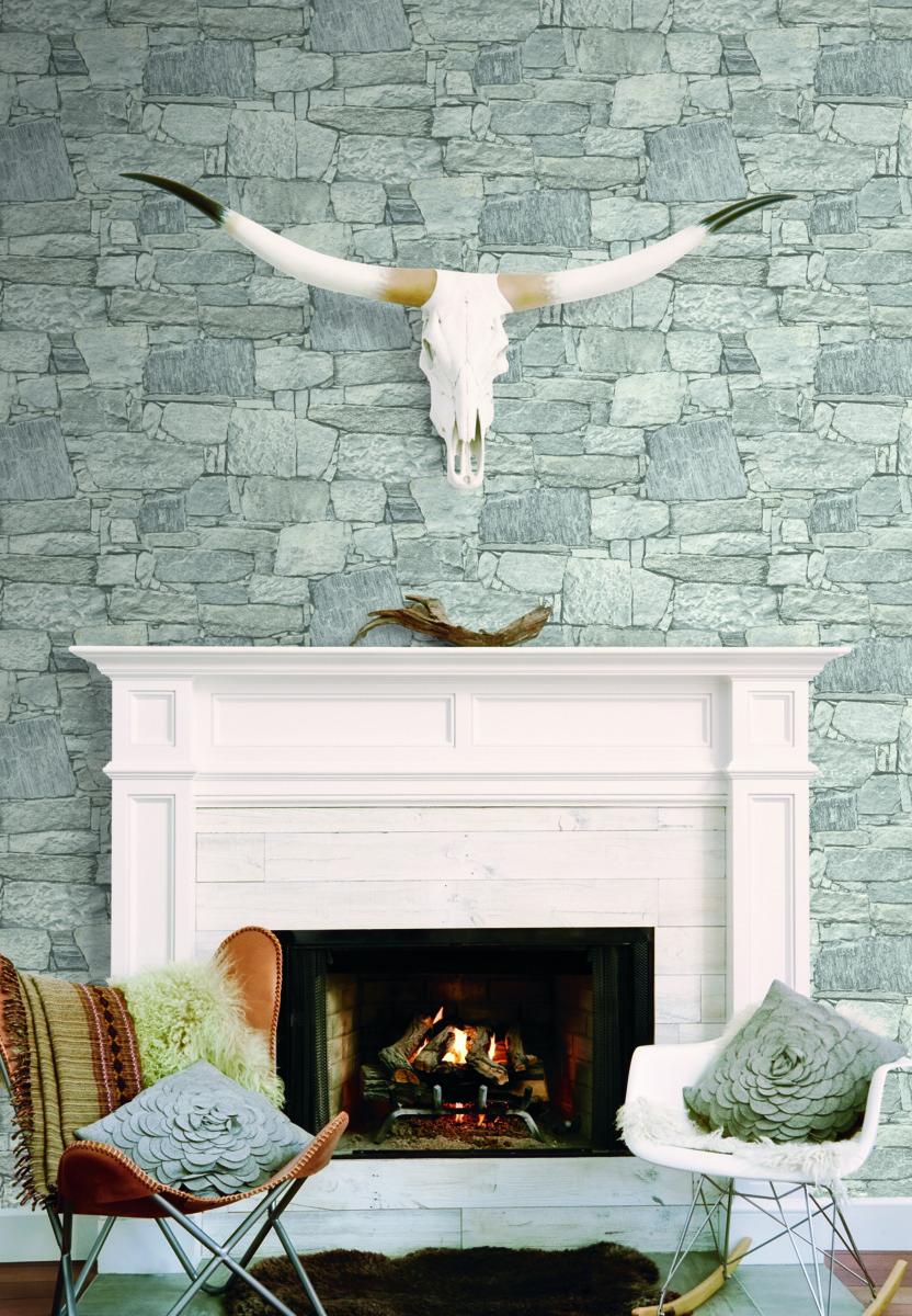 Grasscloth Wood and Stone Premium Peel and Stick Wallpaper by York