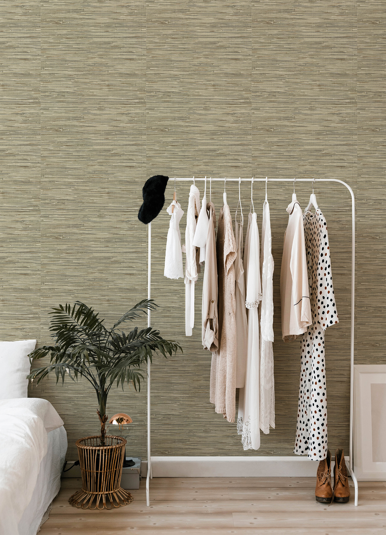 Exhale Olive Woven Faux Grasscloth Wallpaper