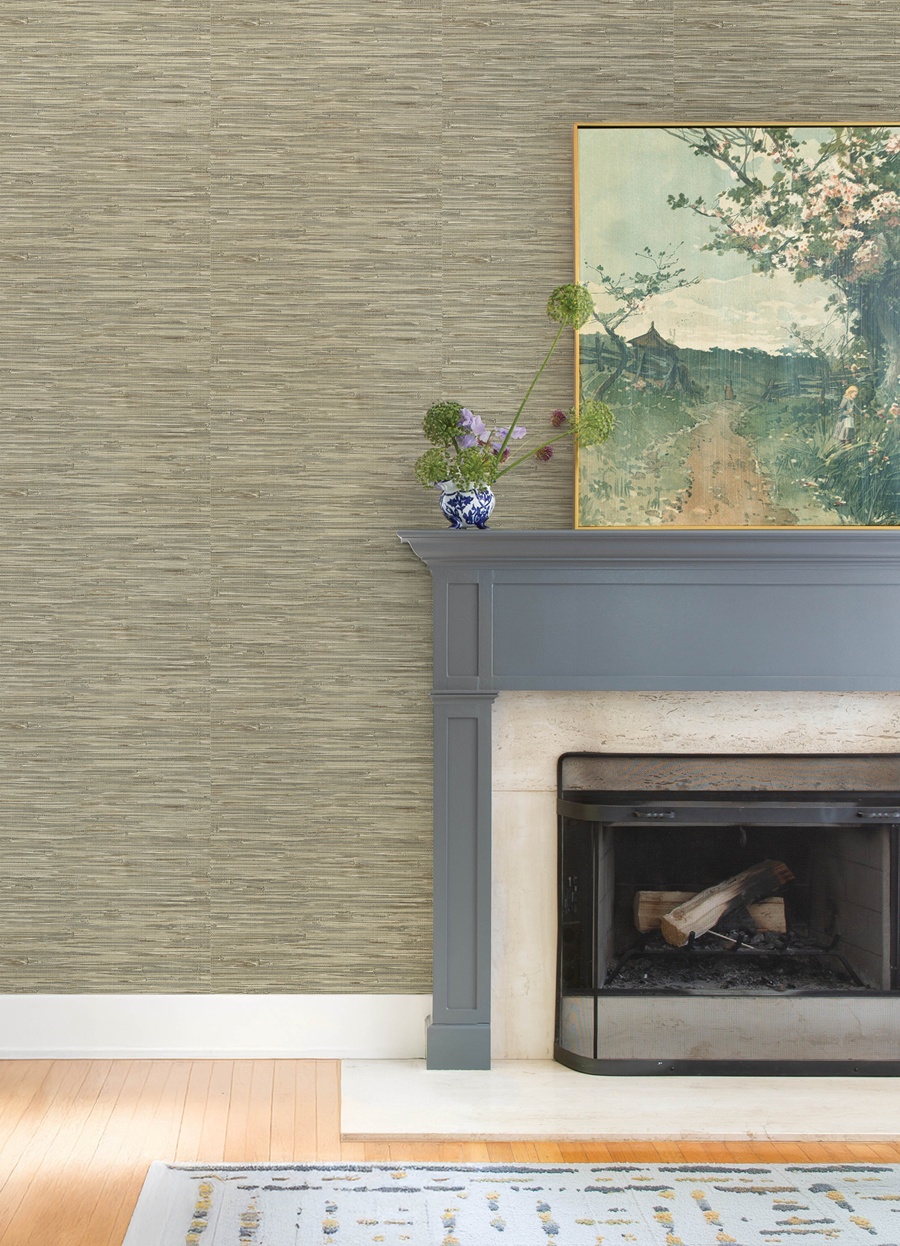 Exhale Olive Woven Faux Grasscloth Wallpaper